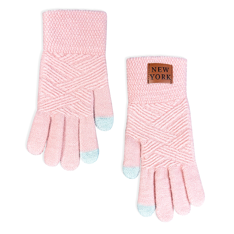 NY Chic: Pink Knit Smart Gloves (One Size)、mySite、vikingsvslions