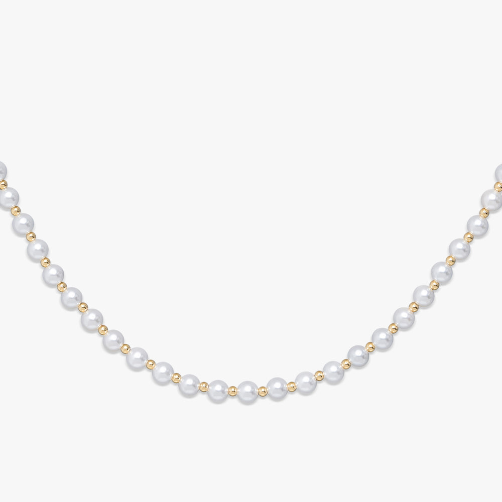 6MM Semi Yellow Gold Pearl Necklace、mySite、hinf8tx79