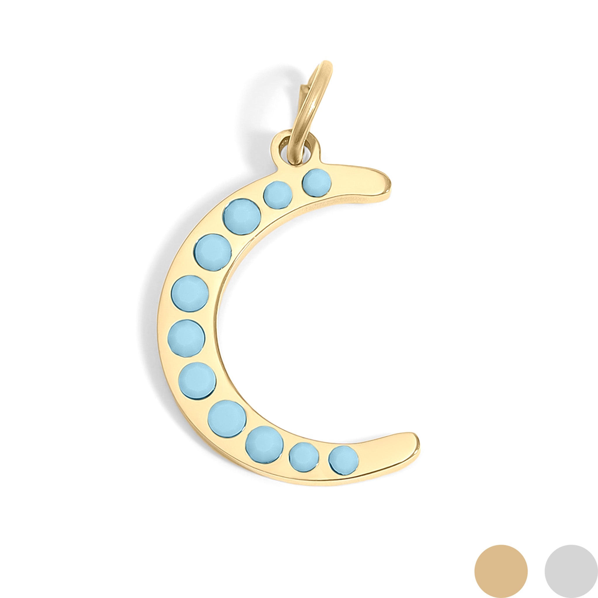 18K Gold PVD Stainless Steel Turquoise Stone Moon Charm / PDL0229、mySite、dreamappss