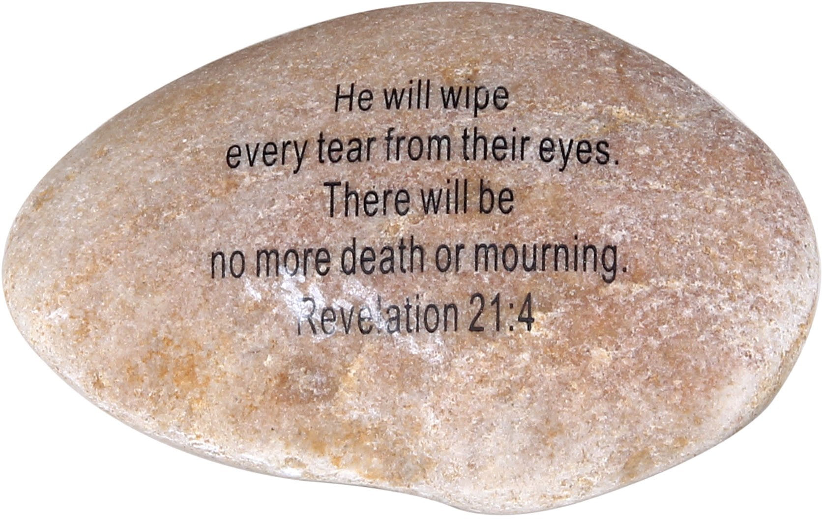  Extra Large Engraved Inspirational Scripture Biblical Natural Stones collection - Stone XI : Revelation 21:4 : He will wipe every tear from their eyes. There will be no more death or mourning.、mySite、elrpsem3k