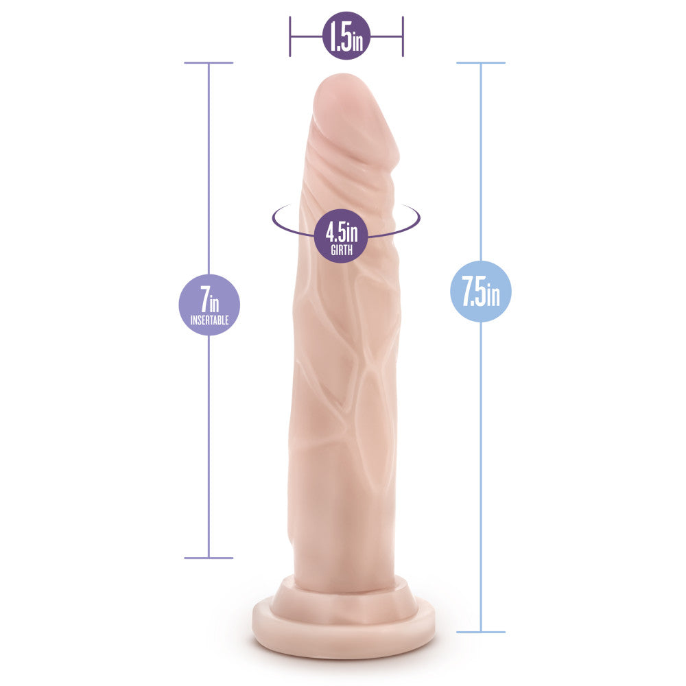 Dr. Skin Silicone By Blush® | Dr. Carter Realistic Vanilla 7.5-Inch Long Dildo With Suction Cup Base、mySite、bottomscart