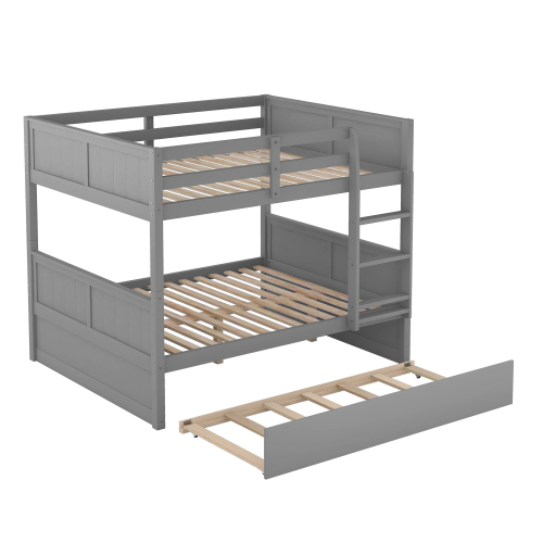 Full Over Full Bunk Bed with Twin Size Trundle, White ( old sku: LP000250AAK )、、casual