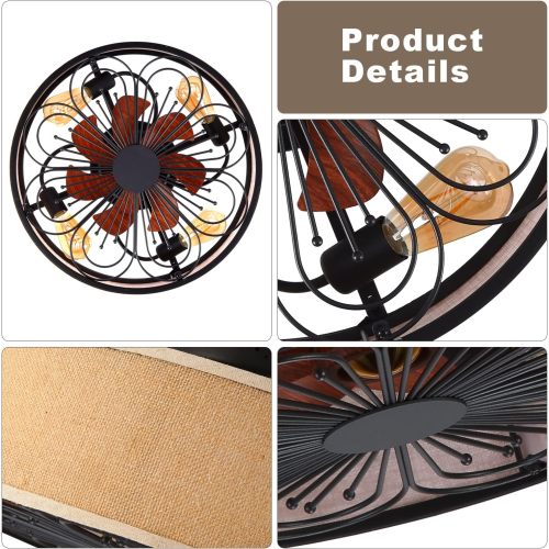 Caged Ceiling Fans with Lights Flush Mount,Low Profile Ceiling Fan with Remote,20 Inch Farmhouse White Ceiling Fan for Bedroom,6 Speeds Reversible Silent Fandalier (Bulb Not Included)、、eastwooduniform