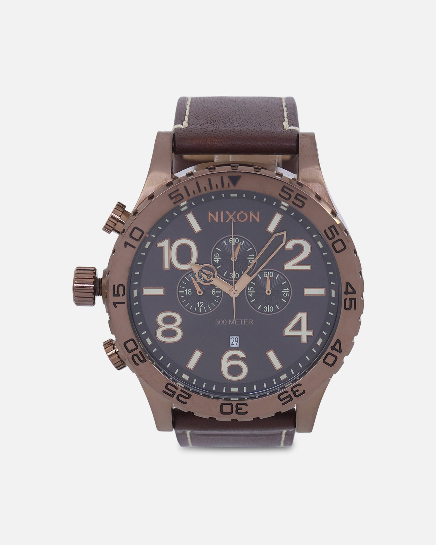 Nixon 51-30 Chrono Leather Watch Chocolate/Dark Roast Brown、mySite、zt4zffjzw