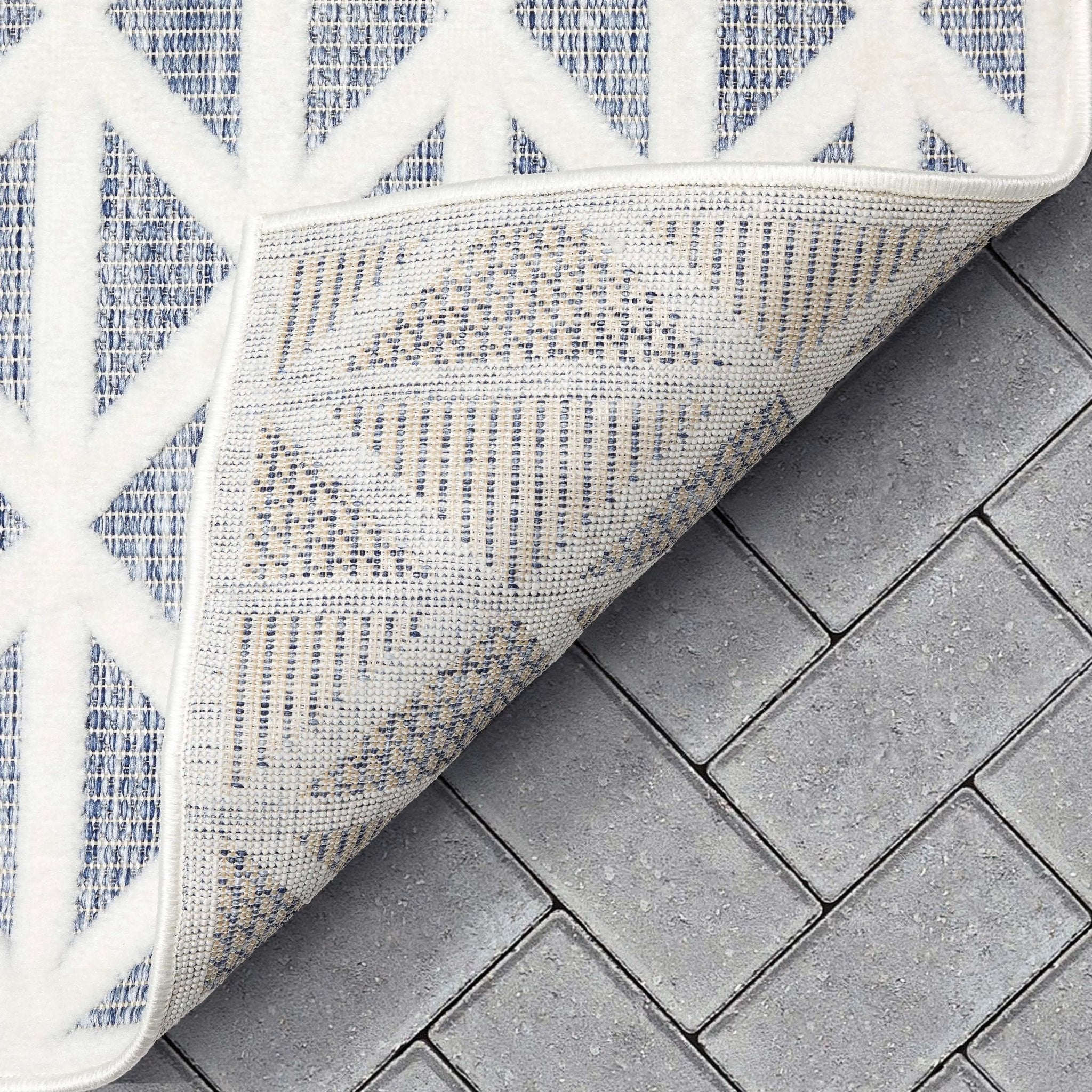 Ciel Modern Geometric Indoor/Outdoor Blue High-Low Rug、mySite、gigharbornorthrealestate