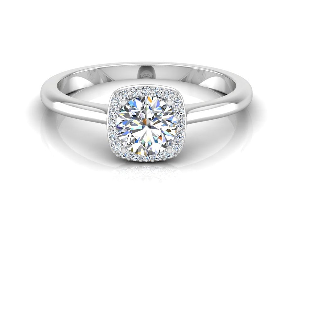 Petite Halo Brilliant Cut Moissanite Engagement Ring、mySite、hinf8tx79