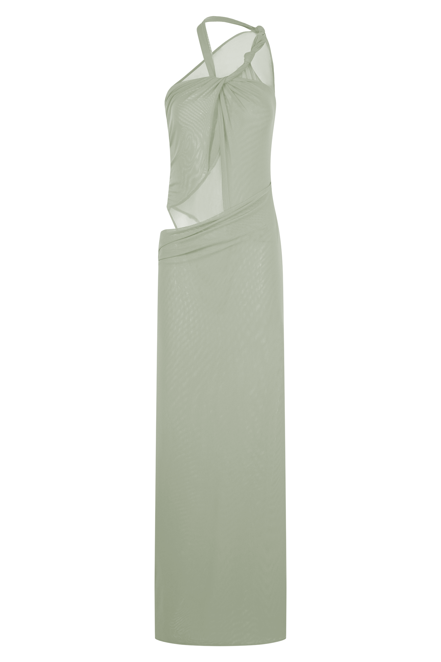 Edwina Knotted Mesh Maxi Dress - Sage、mySite、solidvoid