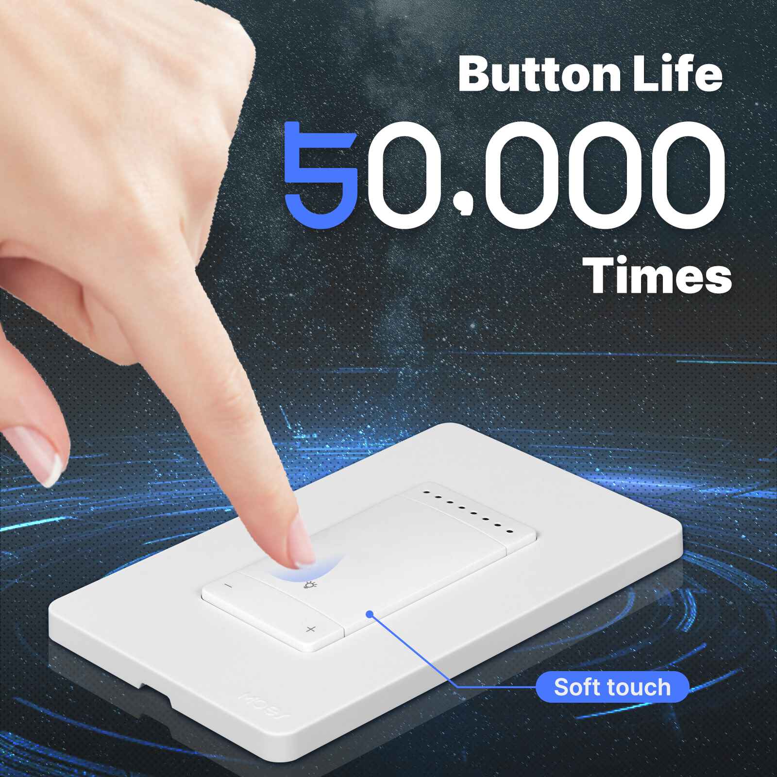 MOES Star Ring WiFi Smart Dimmer Light Switch 3Way Grounding Design App Control US Standard、mySite、fannypackpong