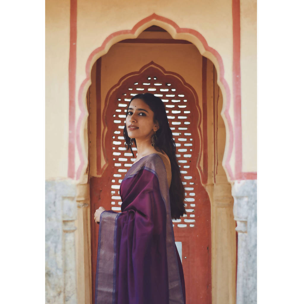 Maheshwari Cotton Silk Saree | Purple、mySite、camillekostekn