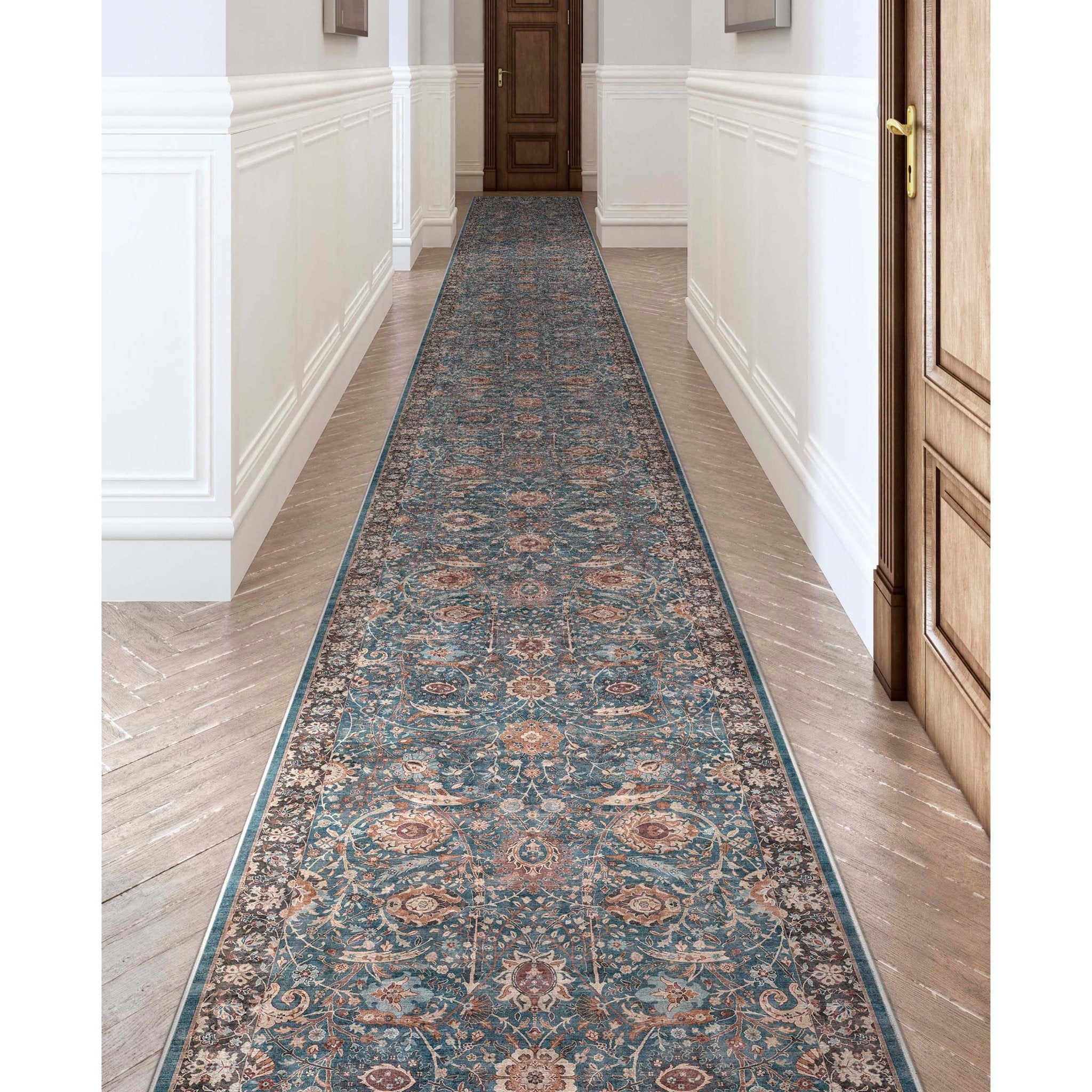 Custom Size Runner Liana Vintage Persian Oriental Teal Choose Your Width x Choose Your Length Hallway Runner Rug、mySite、gigharbornorthrealestate