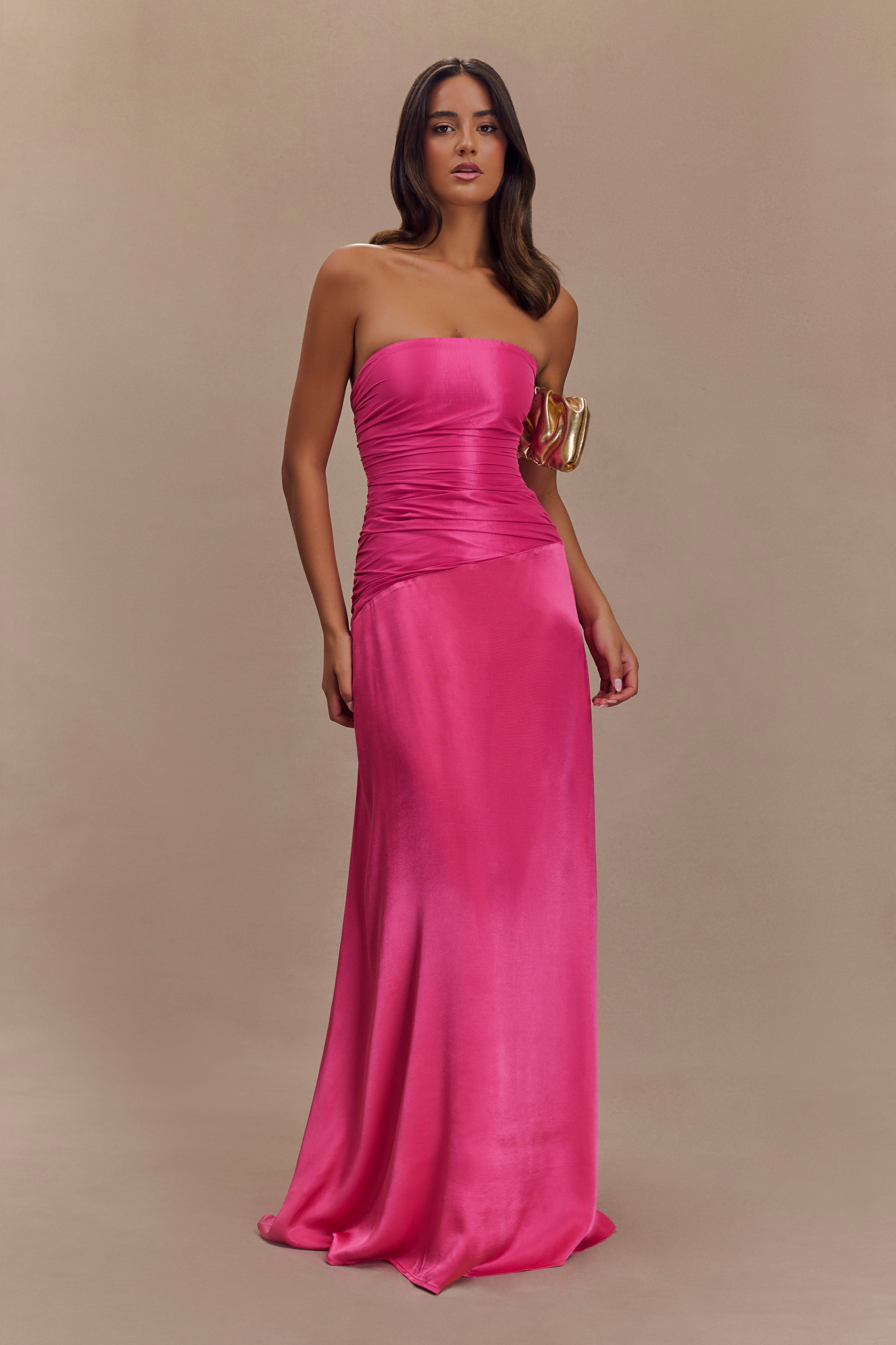 Serena Strapless Taffeta Maxi Dress - Crimson Pink、mySite、solidvoid