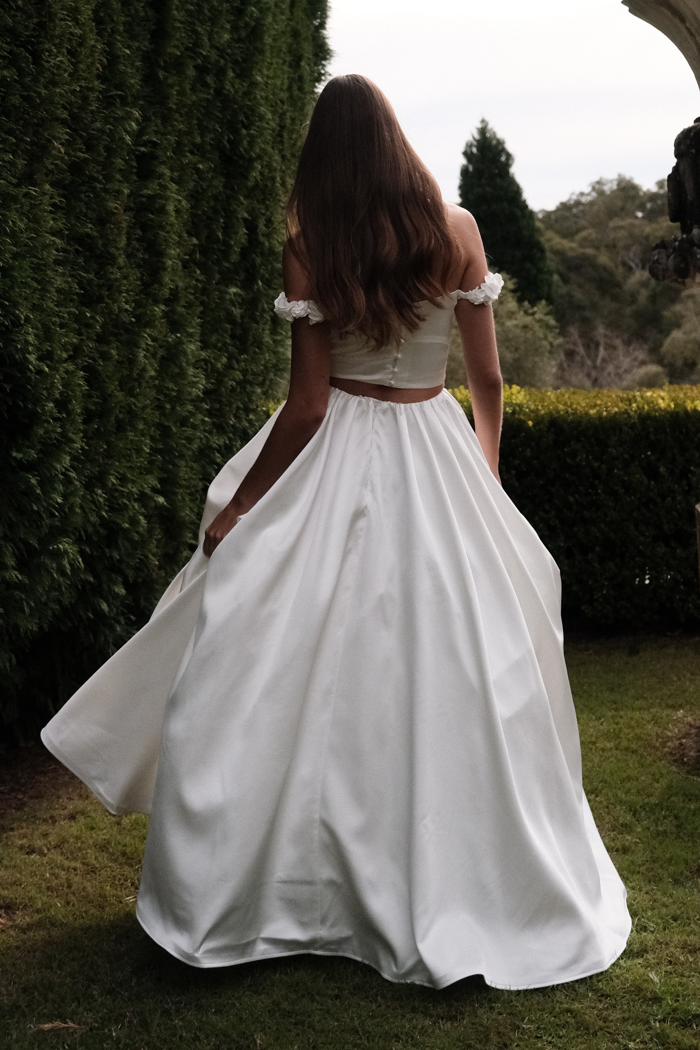 Kelsey Satin Maxi Skirt - White、mySite、solidvoid