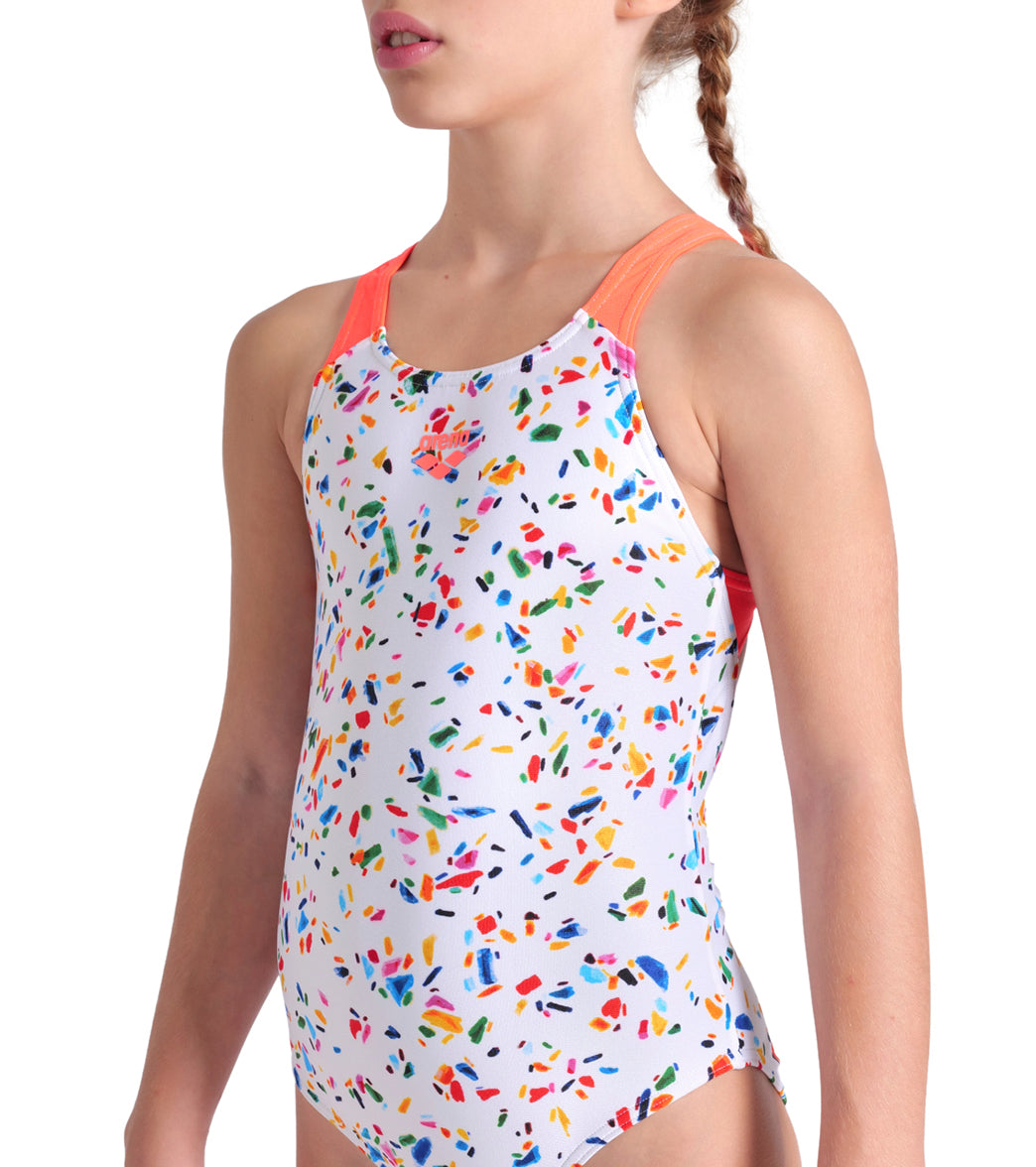 Arena Girls' Confetti Pro Back One Piece Swimsuit (Little Kid, Big Kid)、mySite、noshort