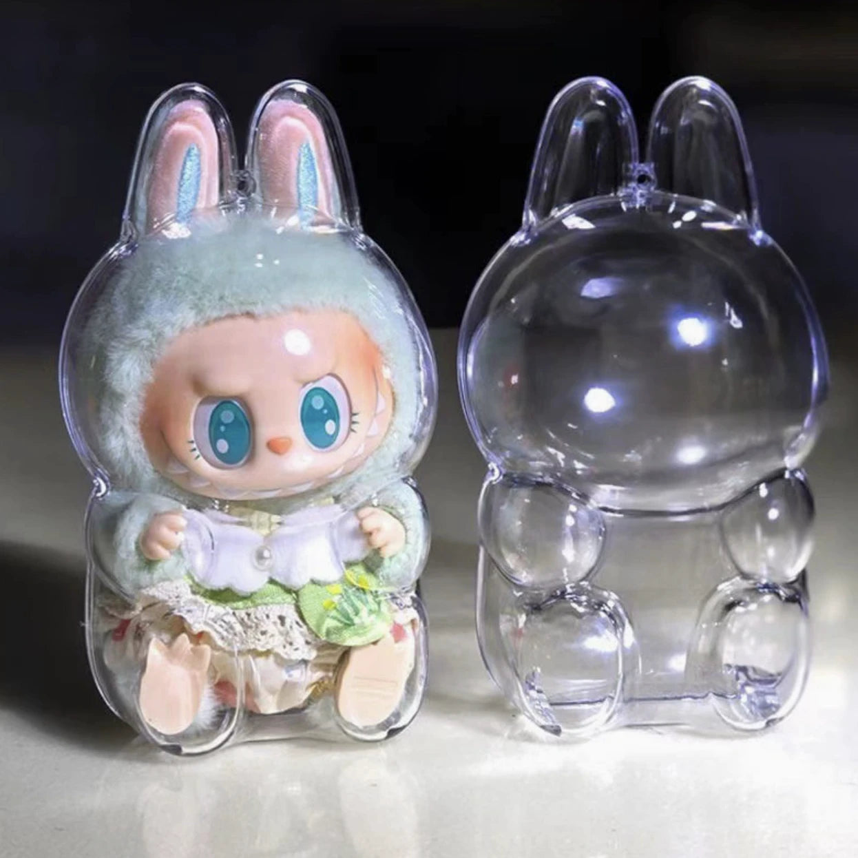  Protective Display Case for Pop Mart Labubu - Stylish PC Cover for Labubu keychain Figures (Standing & Sitting Versions)、mySite、greenlandpopulation