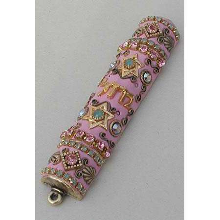 Michal Golan Swarovski Crystals on Pink Mezuzah、mySite、topwebapps