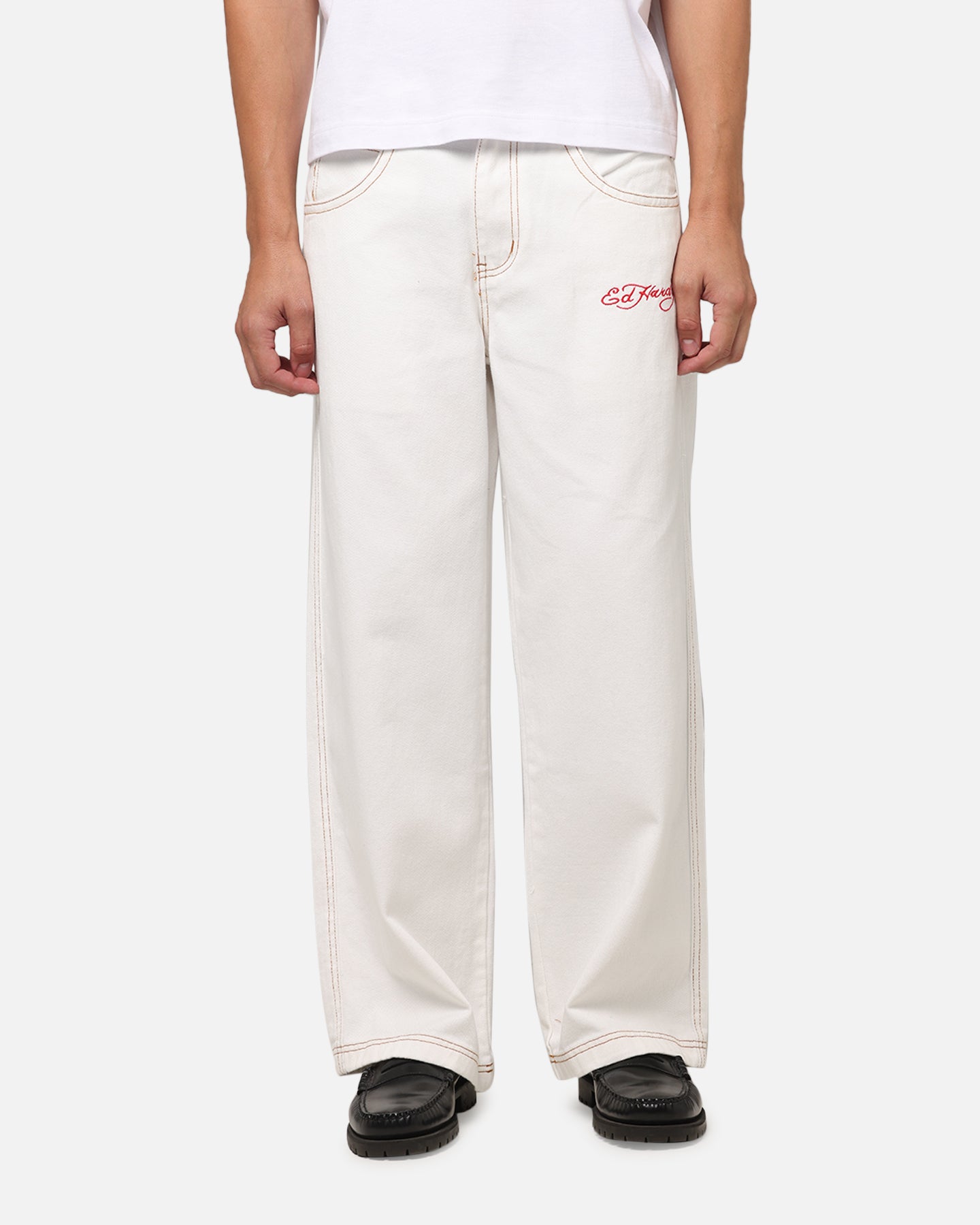 Ed Hardy Dragon Wide Leg Denim Jeans Off White、mySite、zt4zffjzw