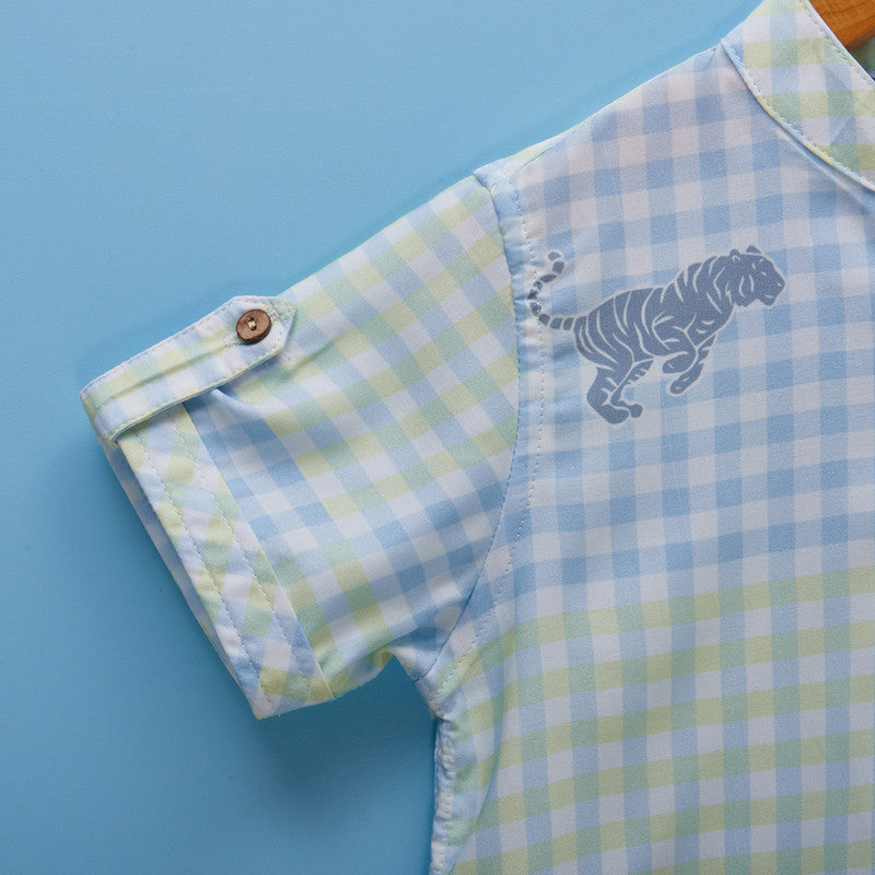 Cotton Shirt For Boys | Printed | Sky-Blue、mySite、camillekostekn