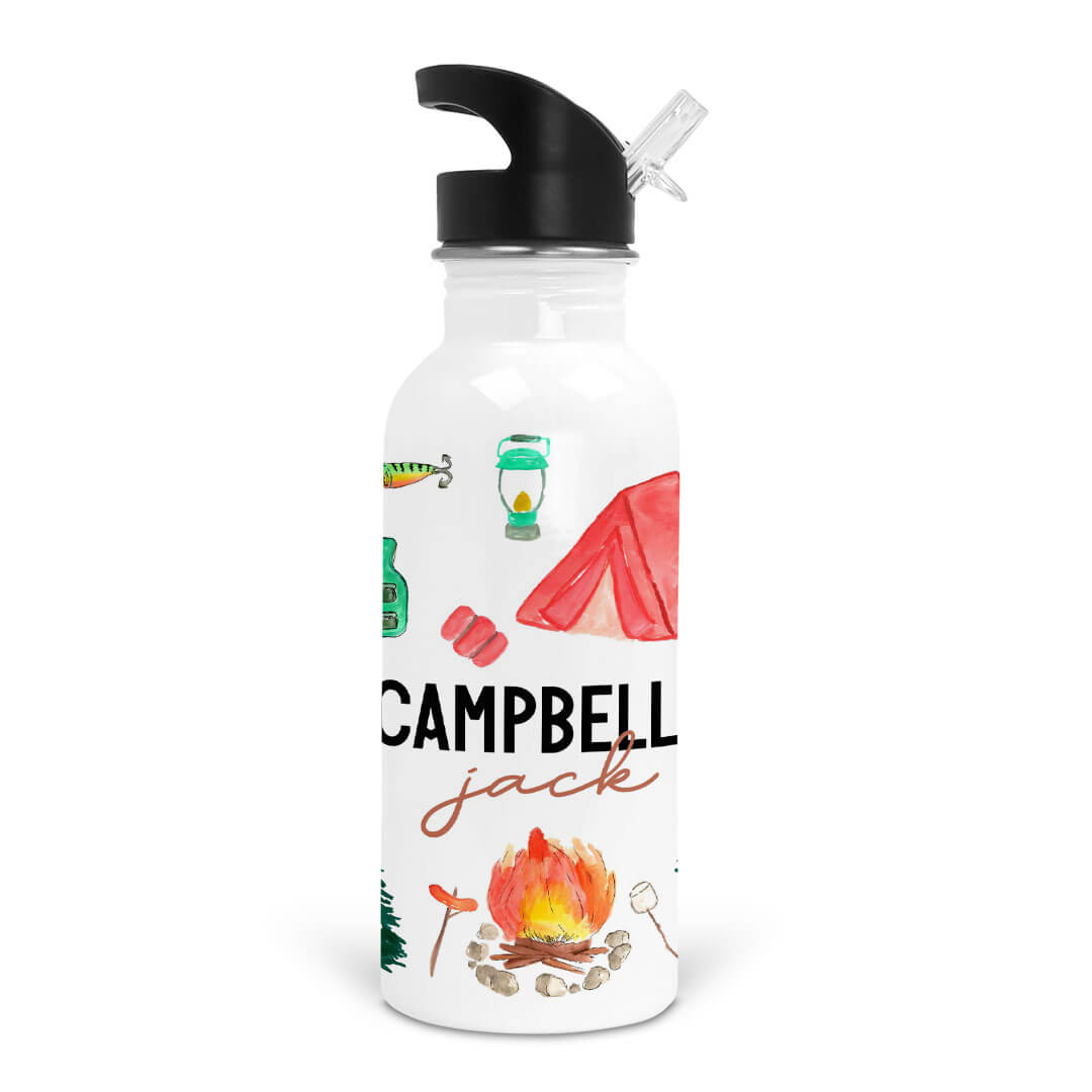  Happy Camper Personalized Kids Water Bottle、mySite、layawaytickets
