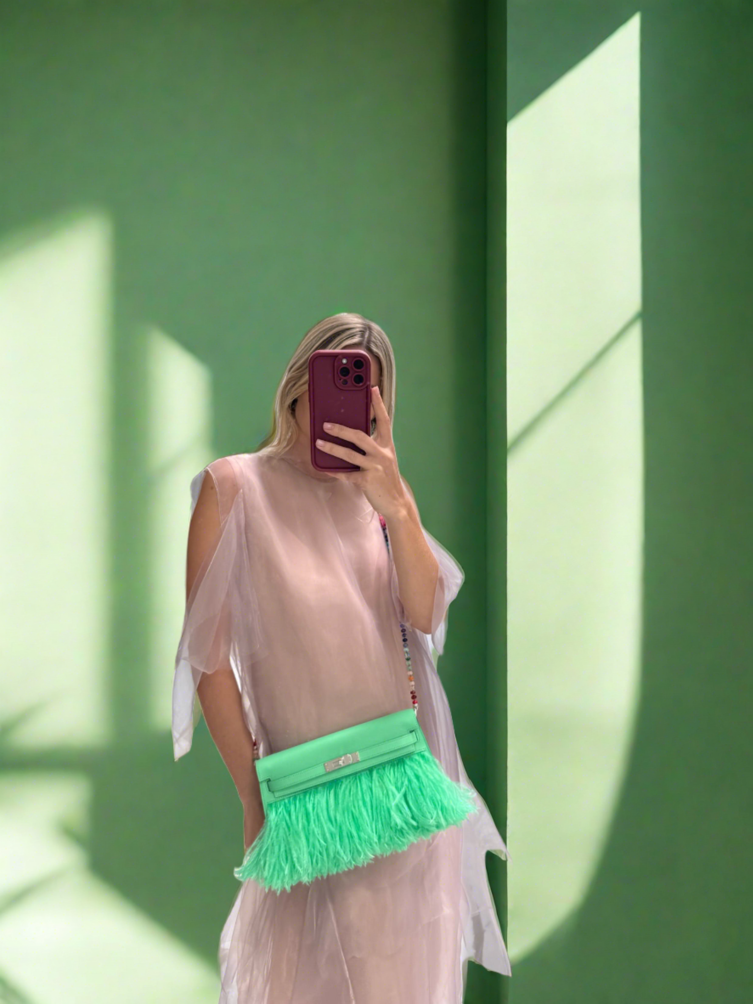 Hermès Kelly Elan Foile Vert Comics Chevre and Ostrich Feather Palladium Hardware、mySite、garminoutage.com