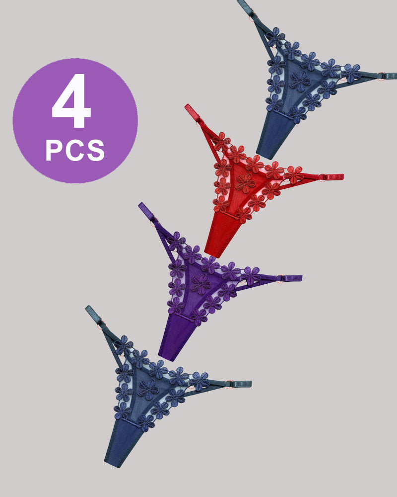 Flower Embroidery Mesh Lace Panties Set、mySite、bengalsvssteelers