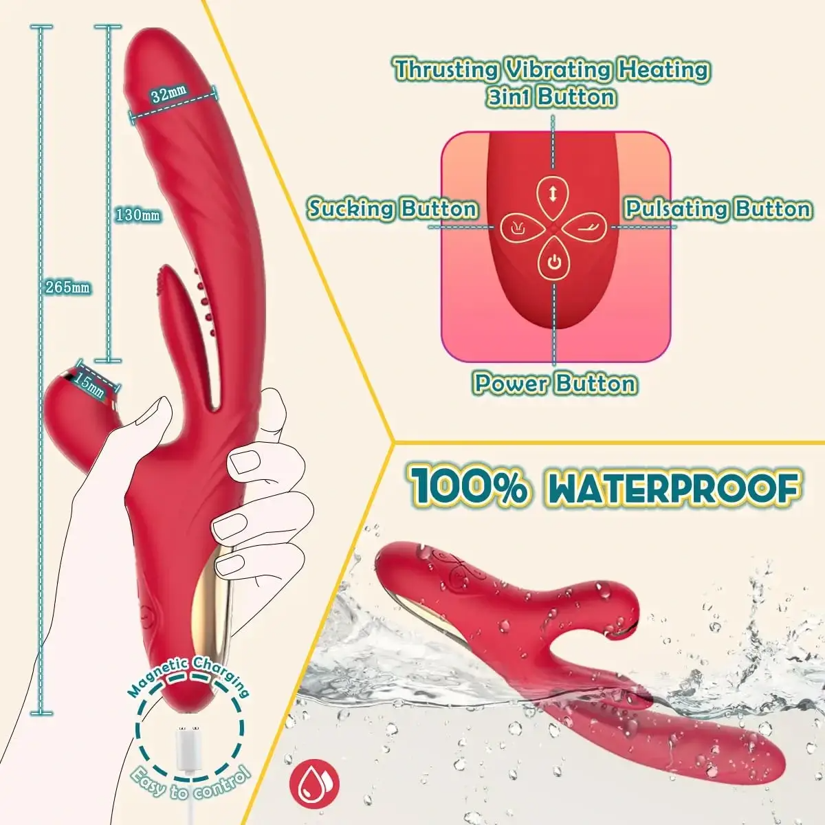 Lelos Rabbit G-Spot Thrusting Vibrator | Clitoral Sucking | Heating | USB、mySite、bottomscart