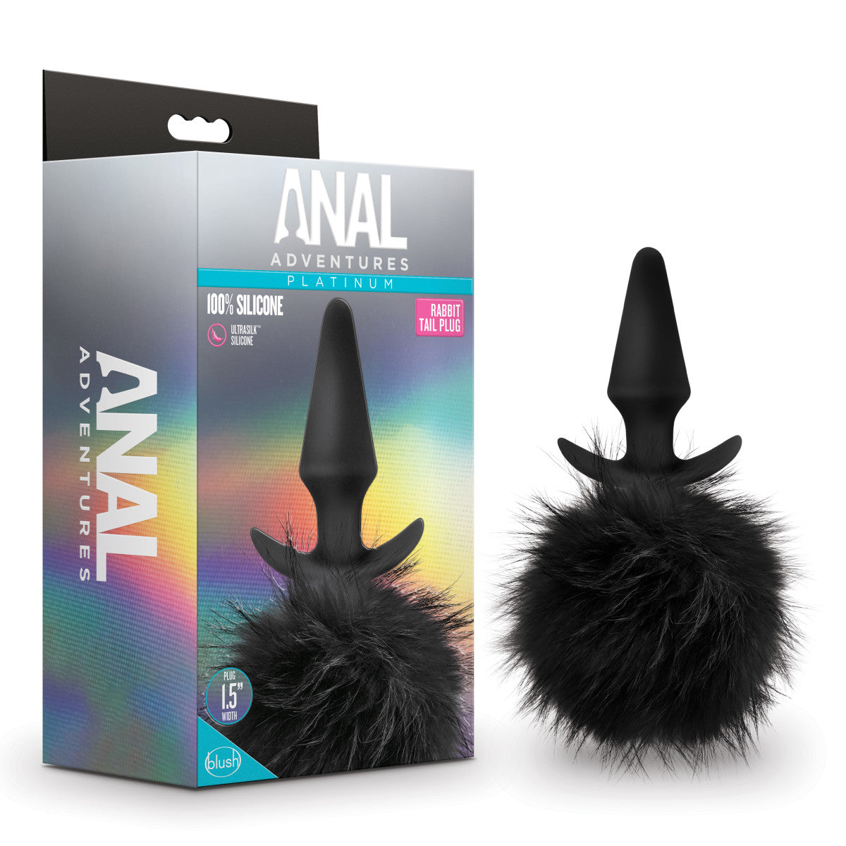 Anal Adventures Platinum By Blush® | Rabbit Tail Black 6.75-Inch Anal Plug、mySite、bottomscart
