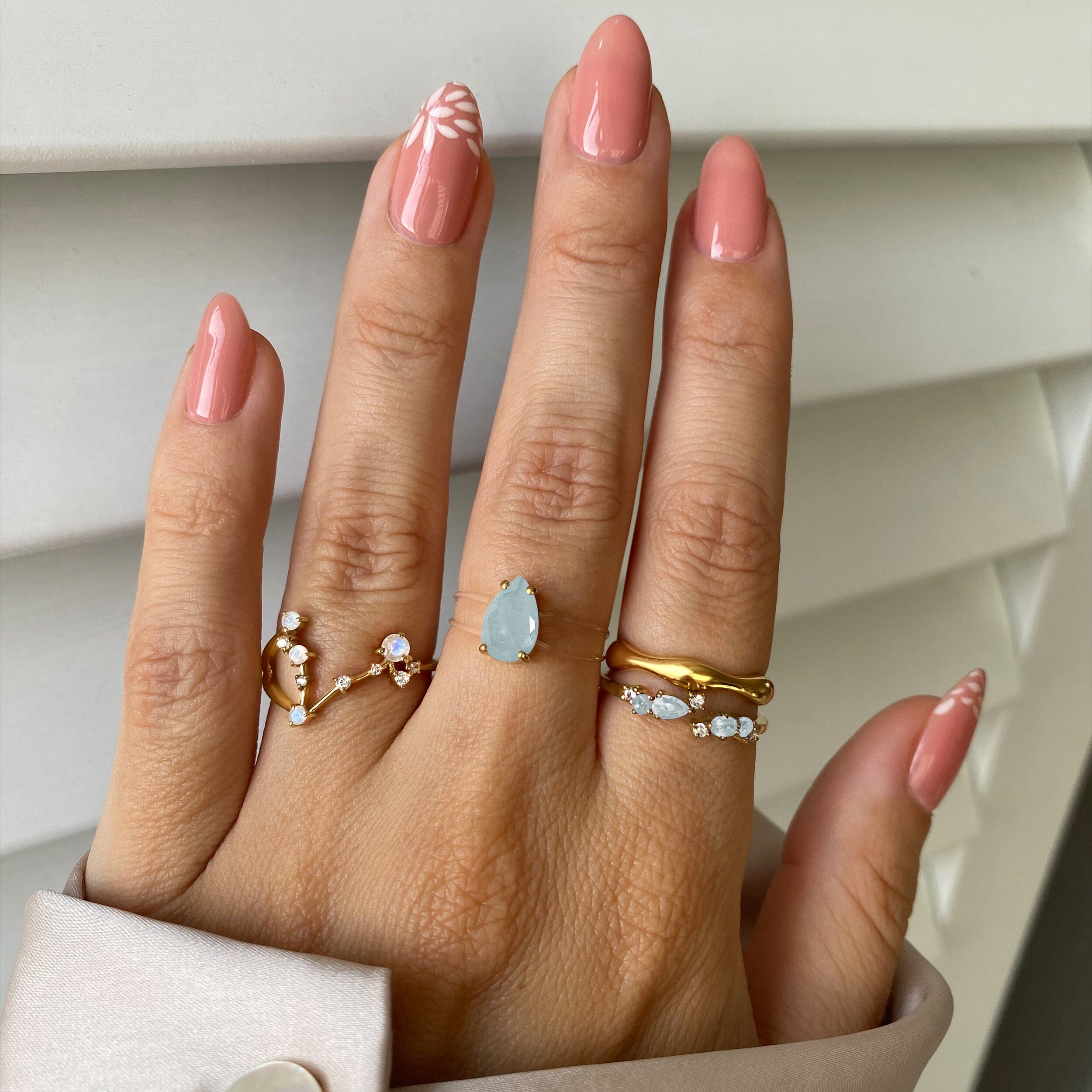 Aquamarine Ring Floating Sway - March Birthstone、mySite、hinf8tx79