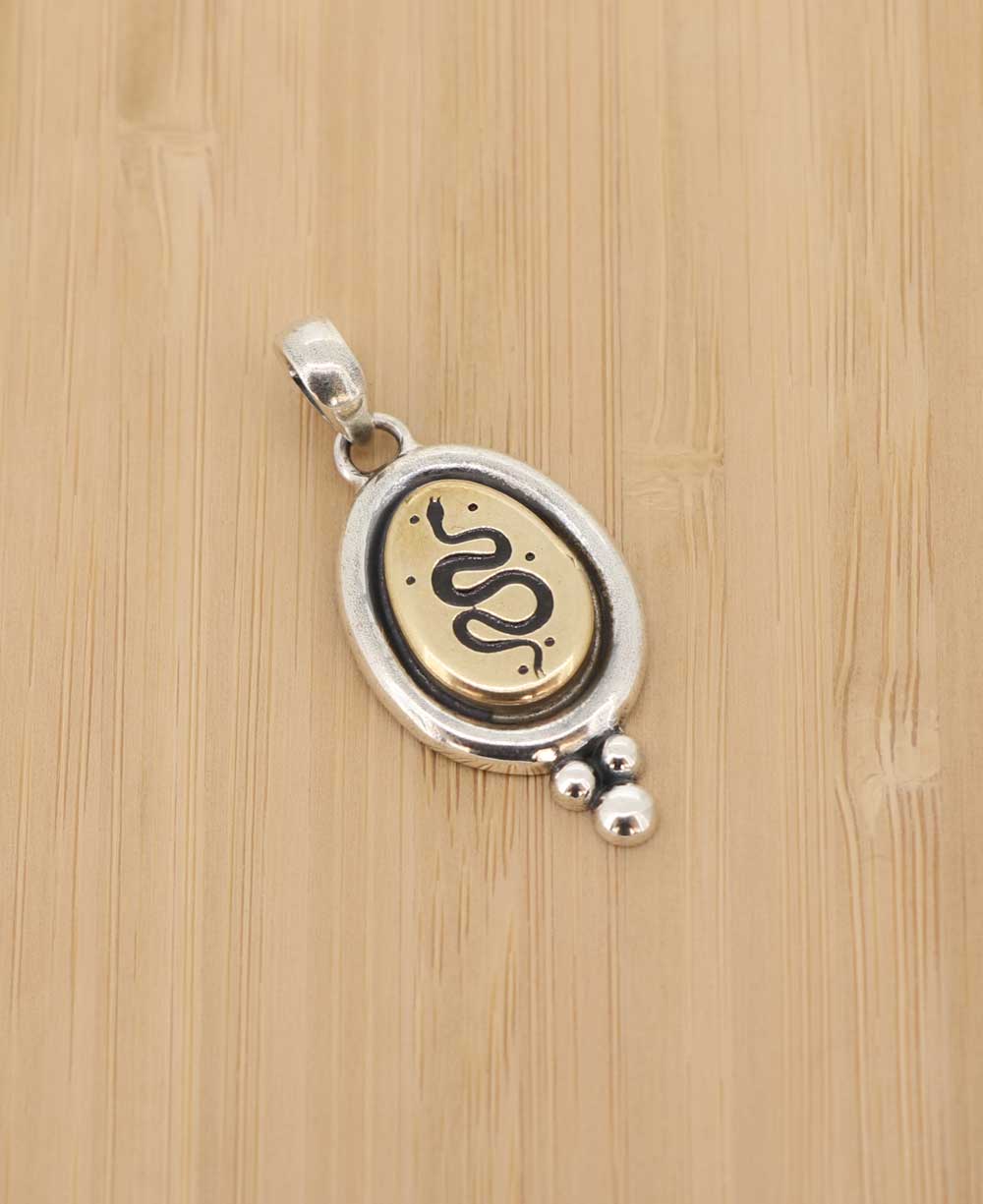 Mystical Boho Snake Pendant in Sterling Silver and Brass、mySite、topwebapps