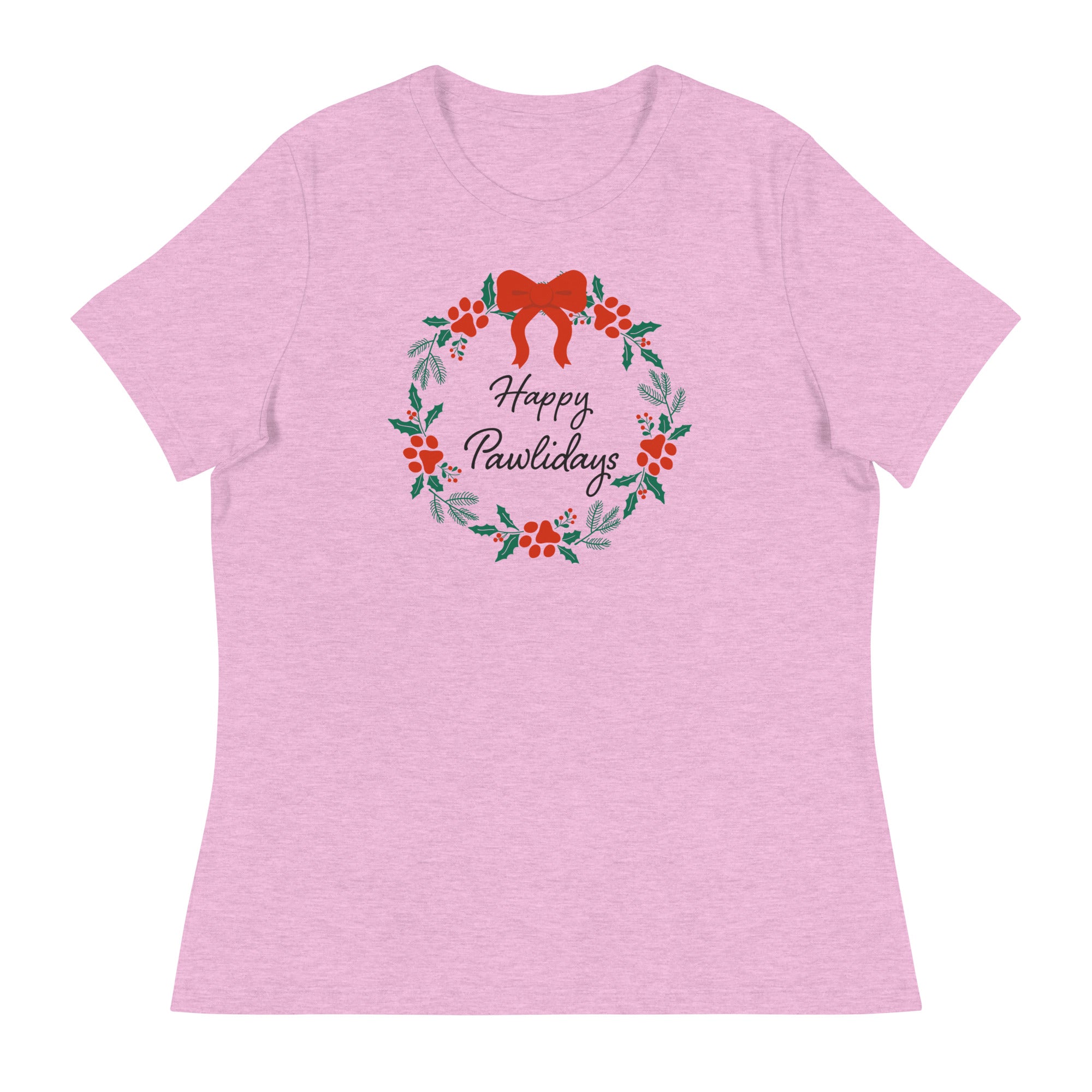 Happy Pawlidays Wreath Women's Relaxed T-Shirt、mySite、camillekostekn