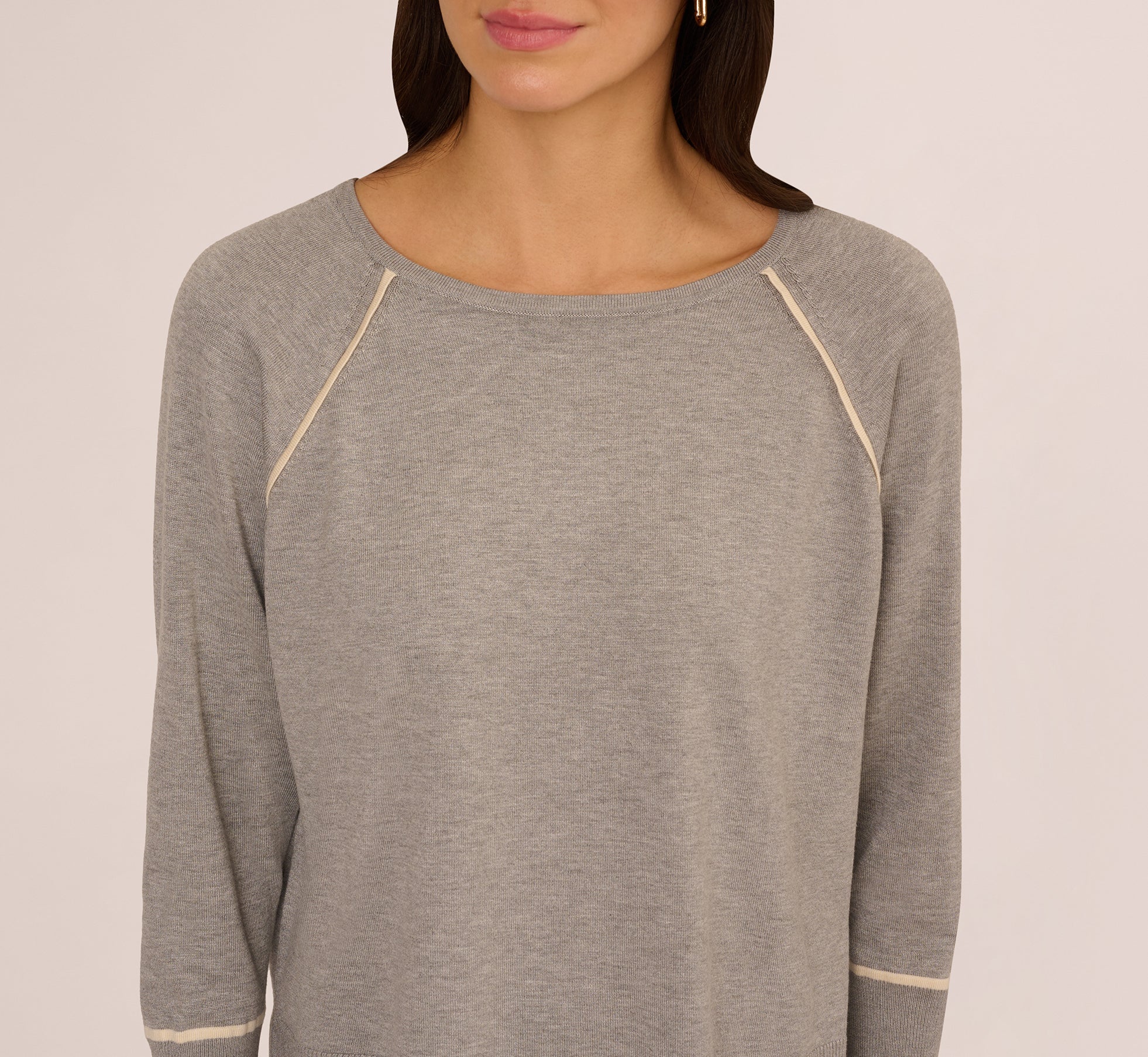 Boat Neck Slouchy Dolman Sleeve Raglan Sweater In Heather Grey Cream、mySite、solidvoid