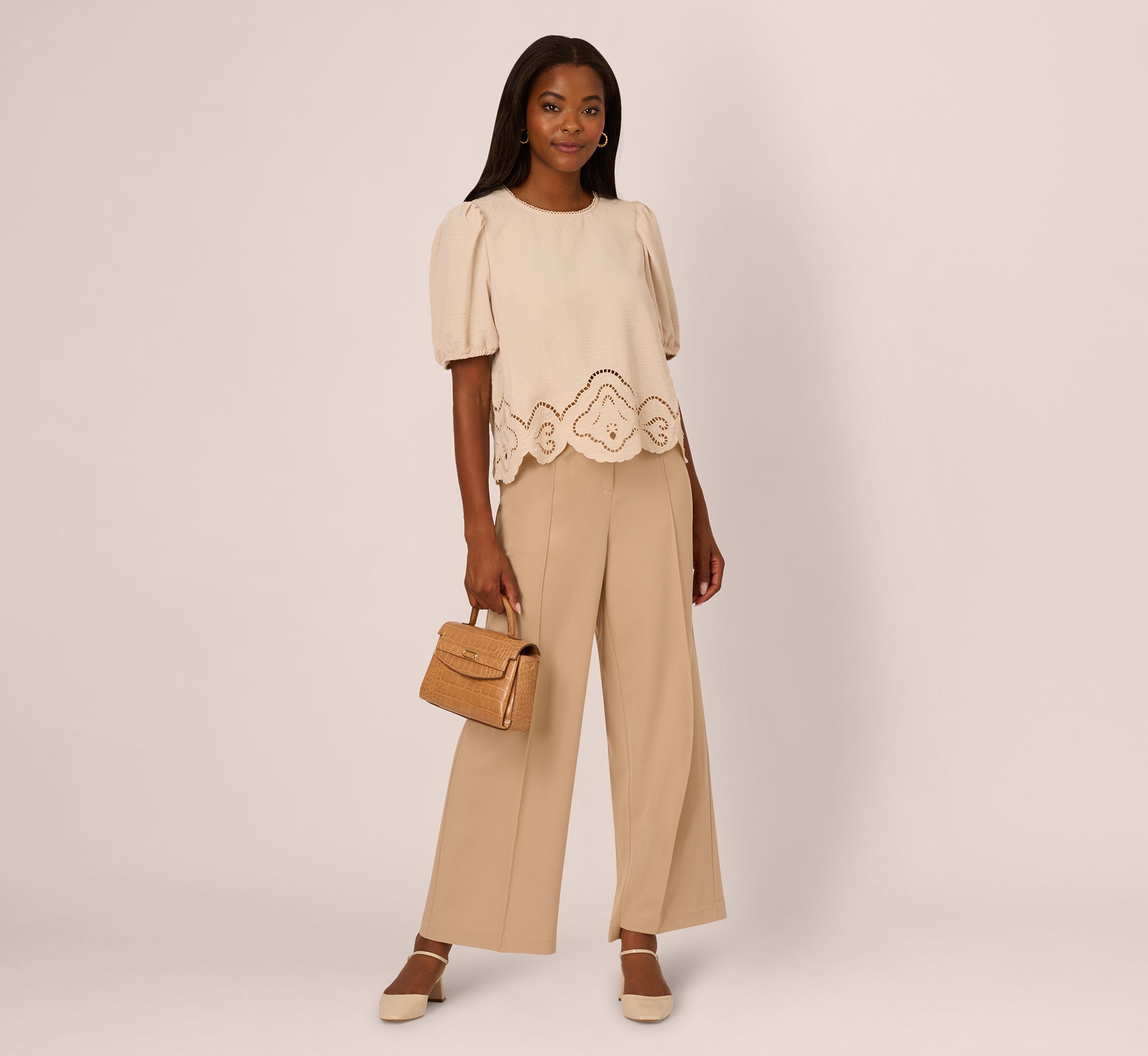 Airflow Eyelet Embroidered Woven Crop Top In Pebble、mySite、solidvoid