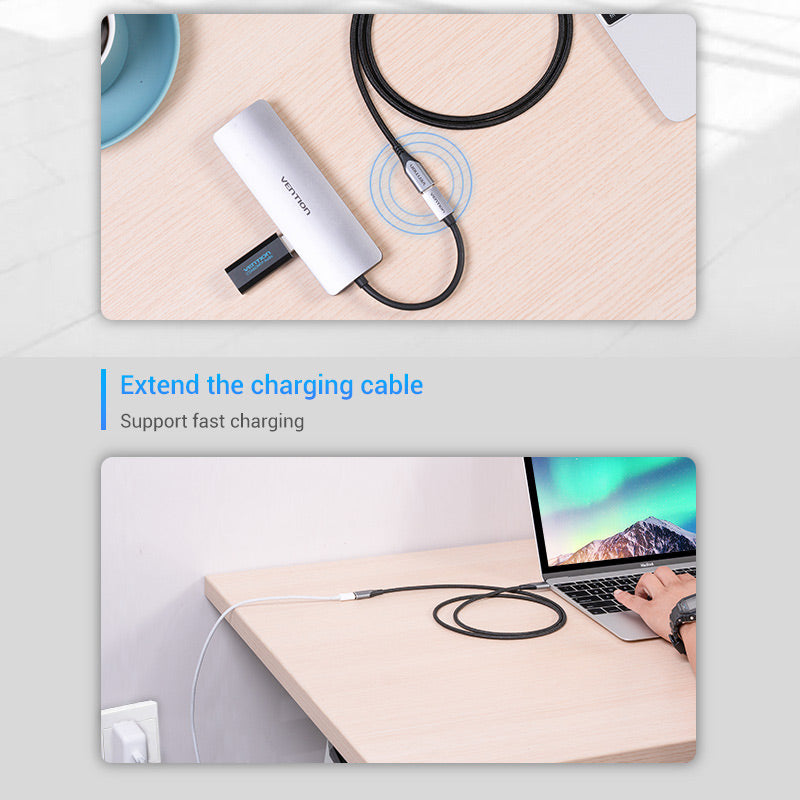 Vention Cotton Braided USB-C 3.1 Extension Cable、mySite、fannypackpong