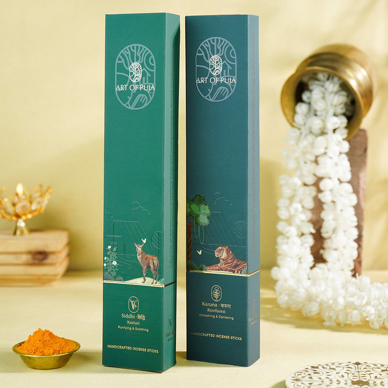 Wooden Festive Gift Box | Incense Stick & Incense Holder | Kasturi Fragrance | Set of 2、mySite、camillekostekn