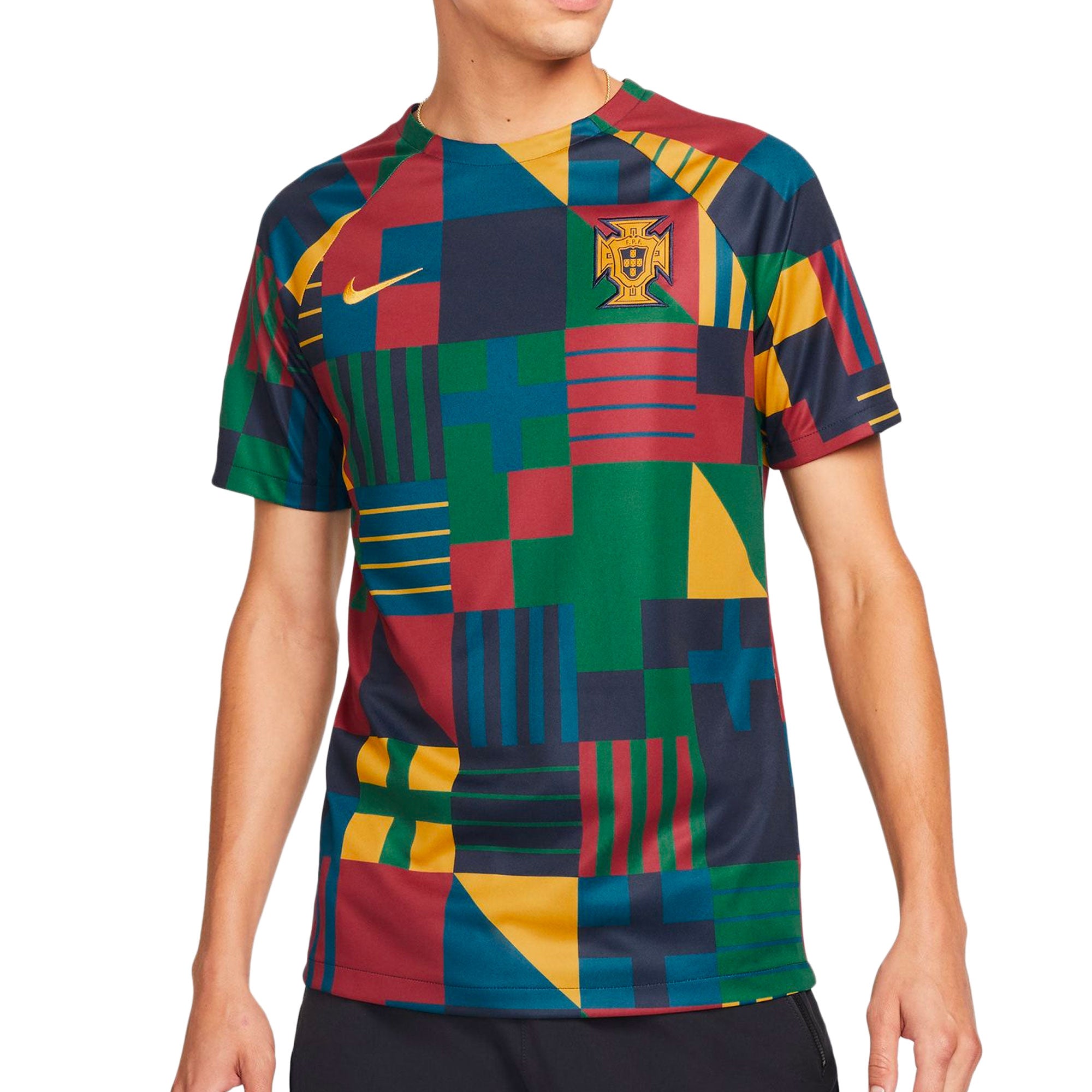Nike Men's Portugal 2022/23 Pre-match Jersey Obsidian/ Gold Dart、mySite、noshort