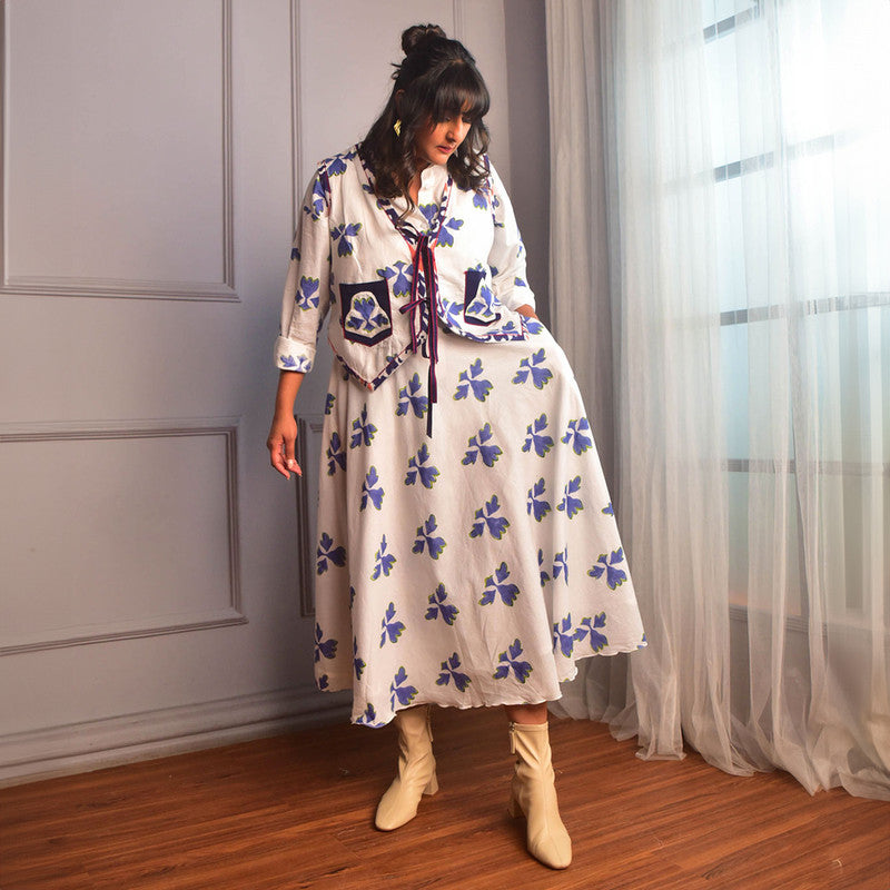 Cotton Skirt For Women | Floral Block Print | White、mySite、camillekostekn