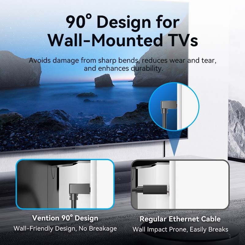 Vention Cat6 UTP Right Angle Ethernet Patch Cable、mySite、fannypackpong