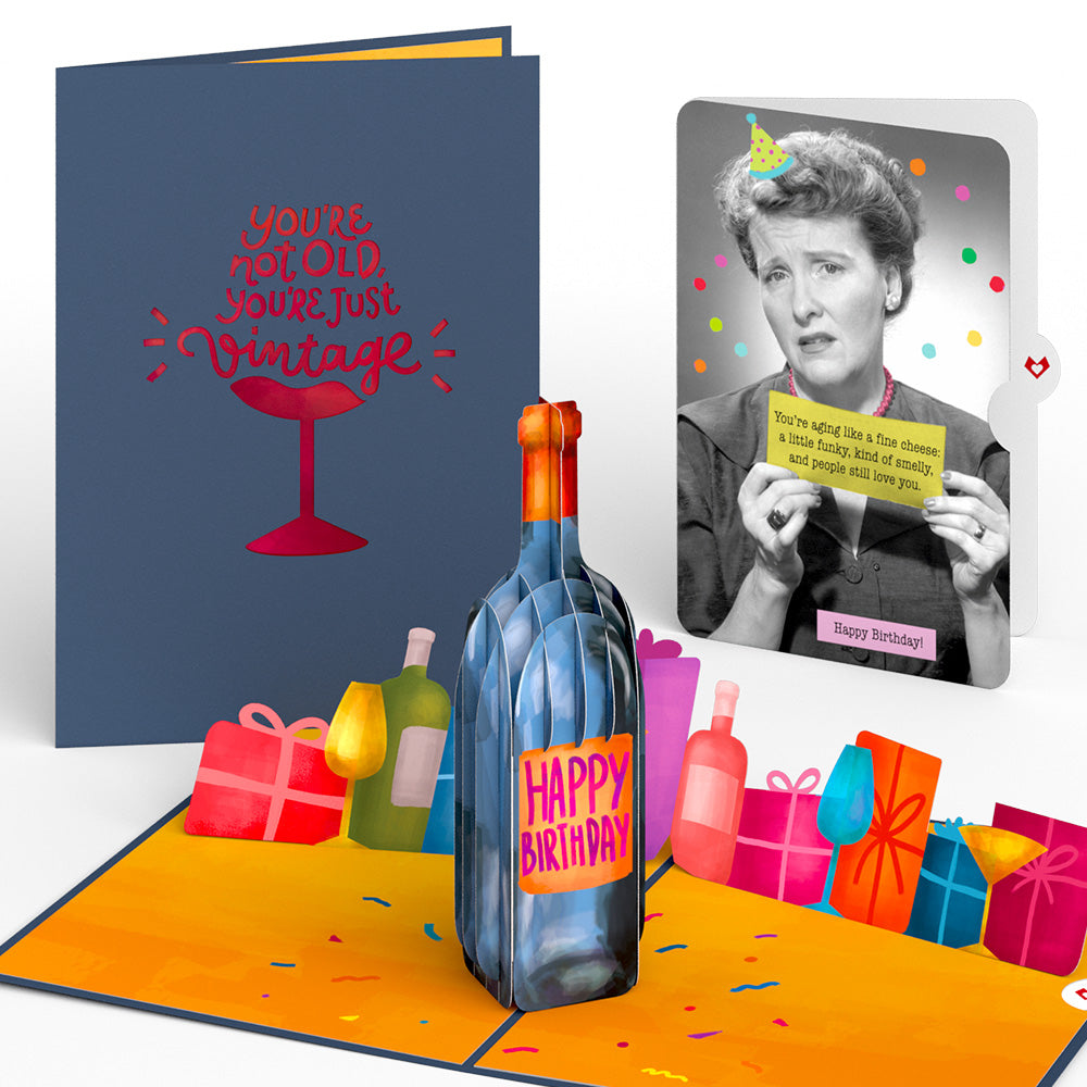 Vintage Wine Birthday Pop-Up Card and Sentiment Set、mySite、solidvoid