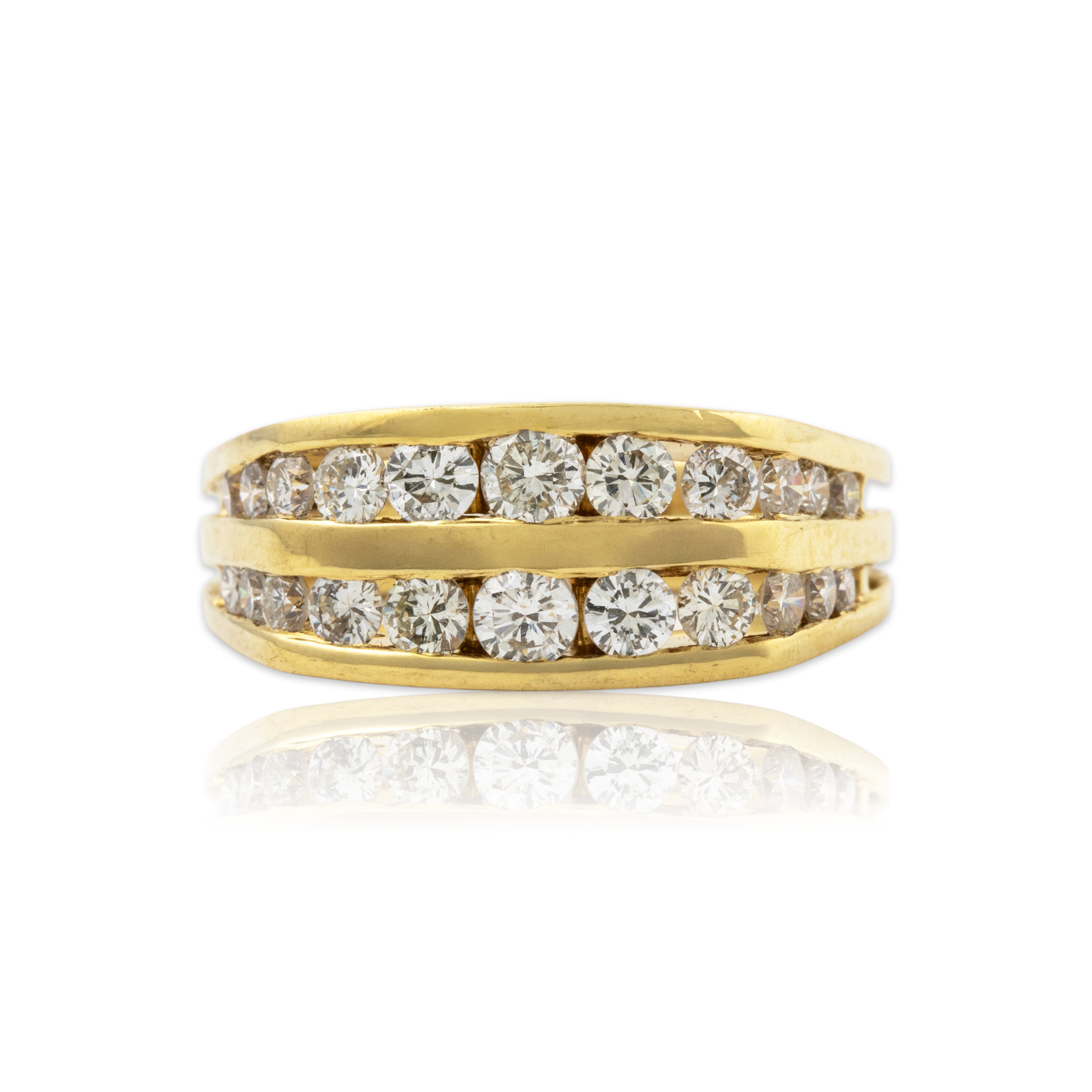 Vintage 18k Yellow Gold 1.07cttw Diamond 2 Row Signet Style Ring 6.75、mySite、hinf8tx79