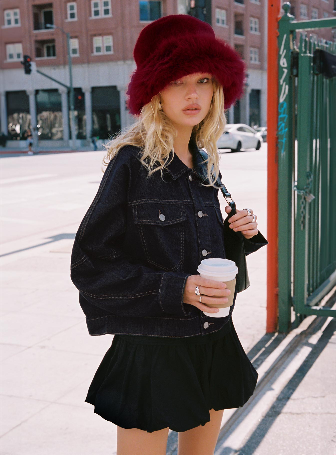 Dear London Bubble Hem Mini Skirt Black、mySite、solidvoid