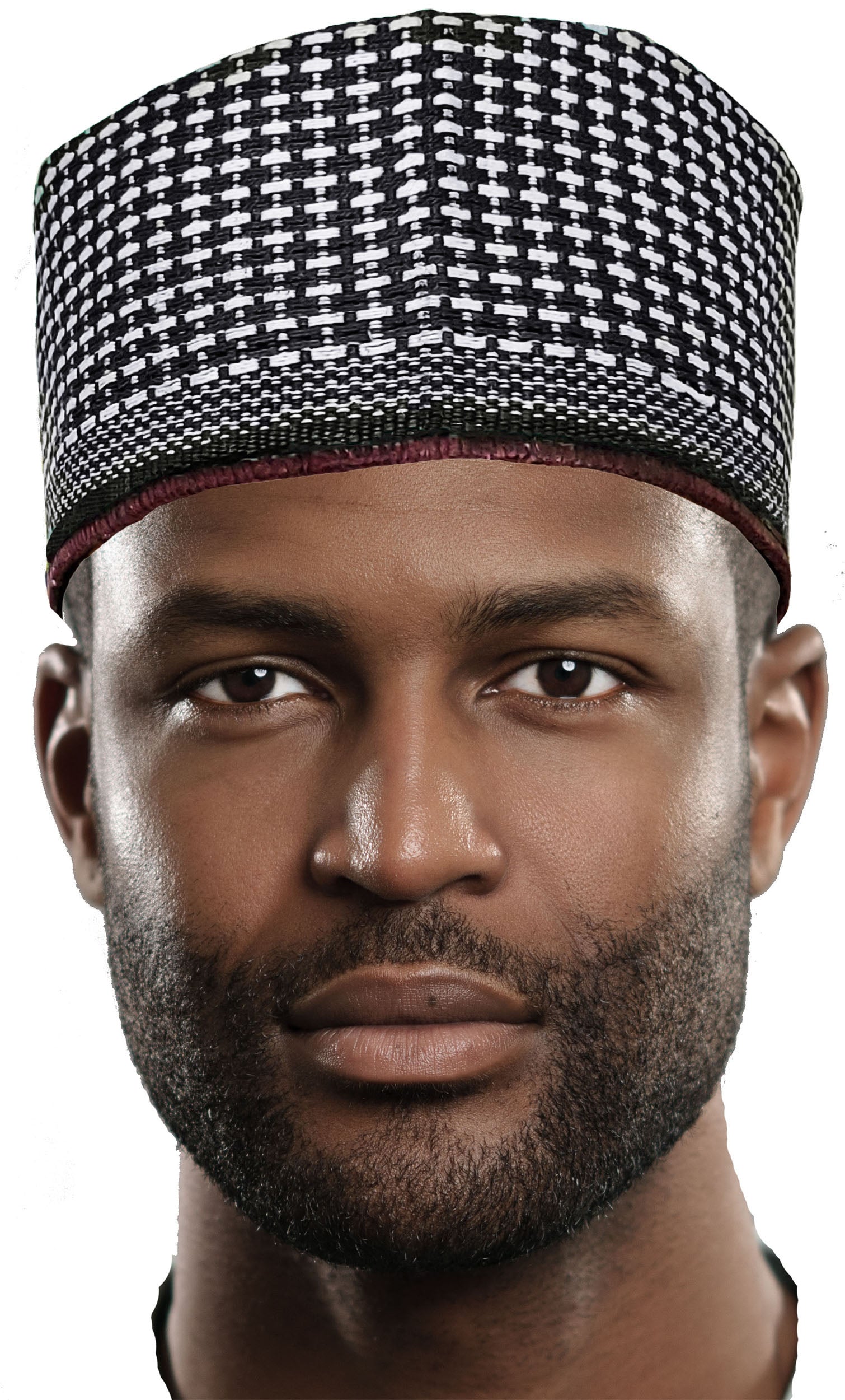 Brahami Black and White Hausa Mallam Cap Fulani Hula Hand-Crafted African Traditional Kufi hat DPH629、mySite、solidvoid