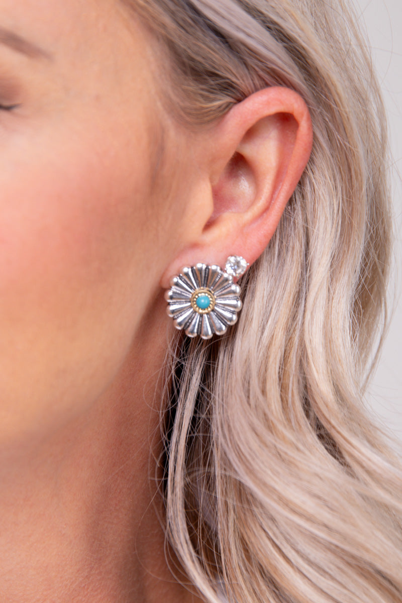 Concho Turquoise Stud Earrings、mySite、hinf8tx79