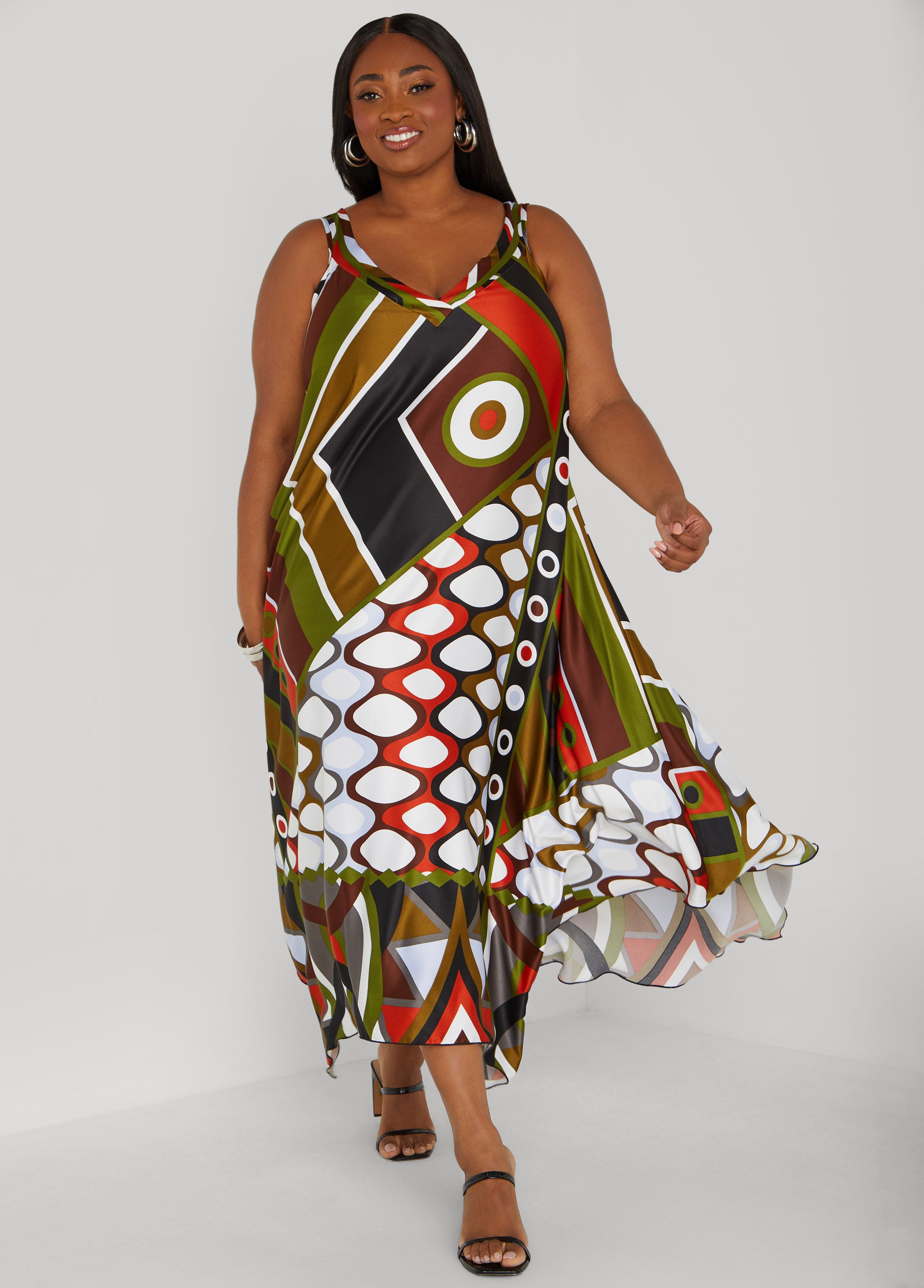 Abstract Print Satin Midi Dress、mySite、bengalsvssteelers