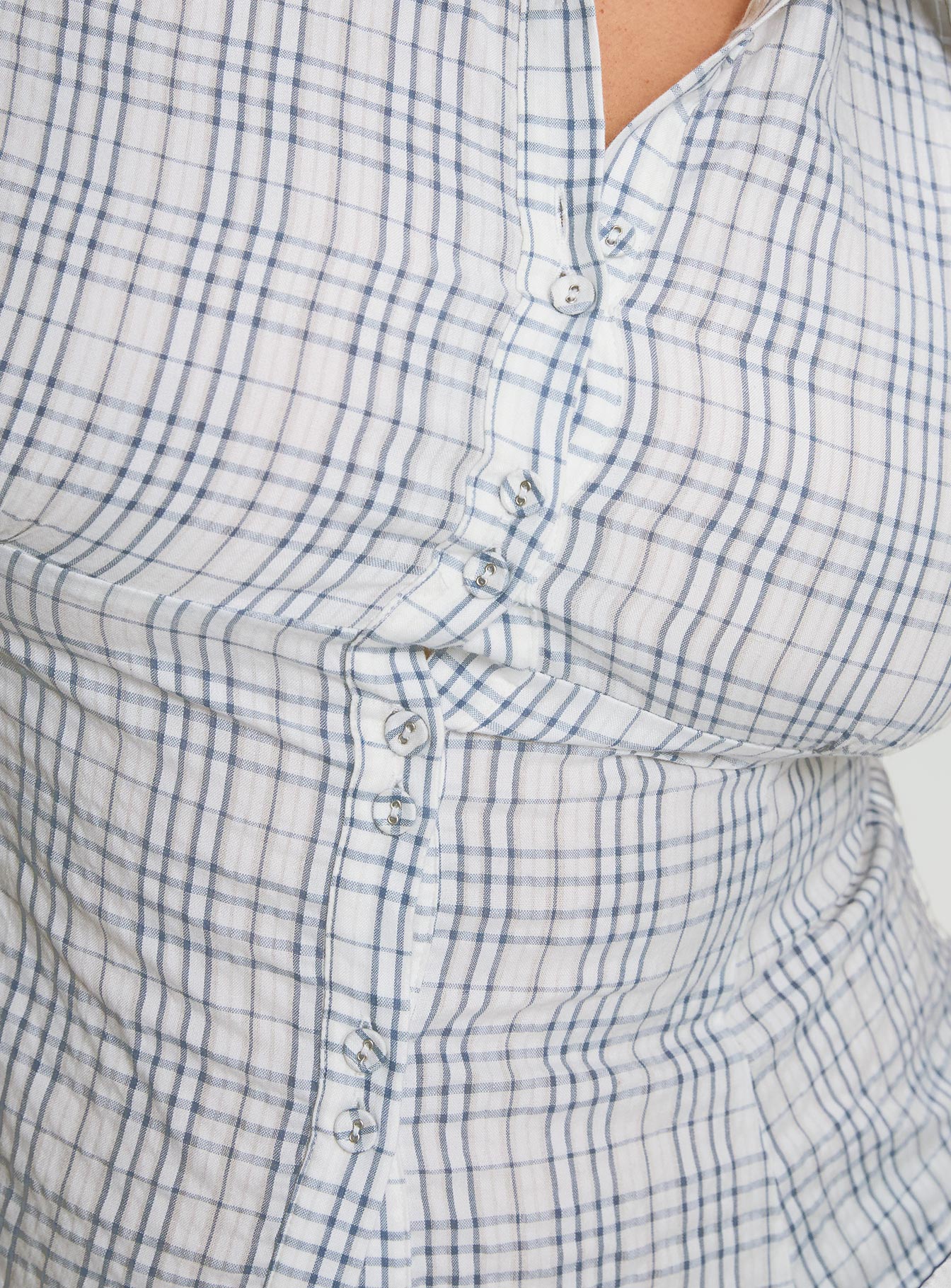 Cottesloe Blouse Top Blue Check Curve、mySite、solidvoid