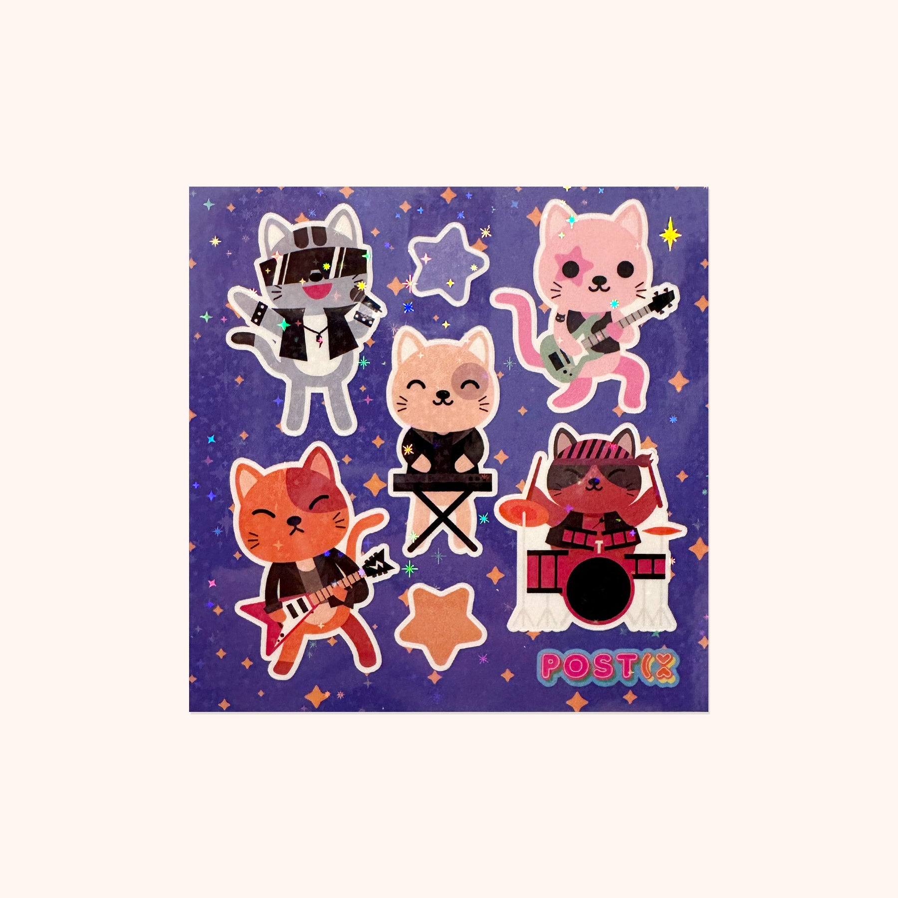  Cute Fighters Square Hologram Sticker Sheet、mySite、ghnorth