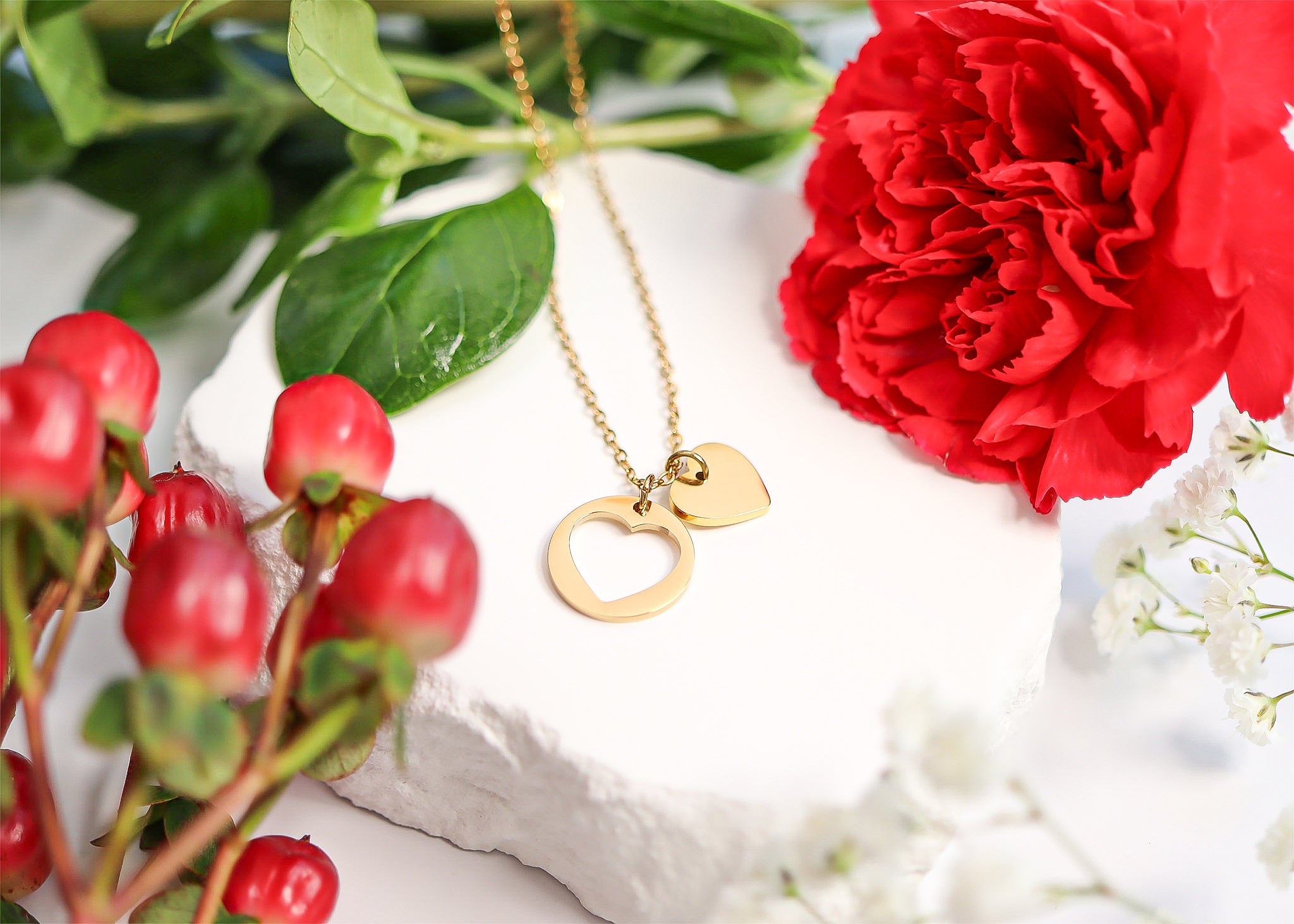 18K Gold PVD Stainless Steel Heart Cutout Necklace with 2 Extension / SBB0310、mySite、dreamappss