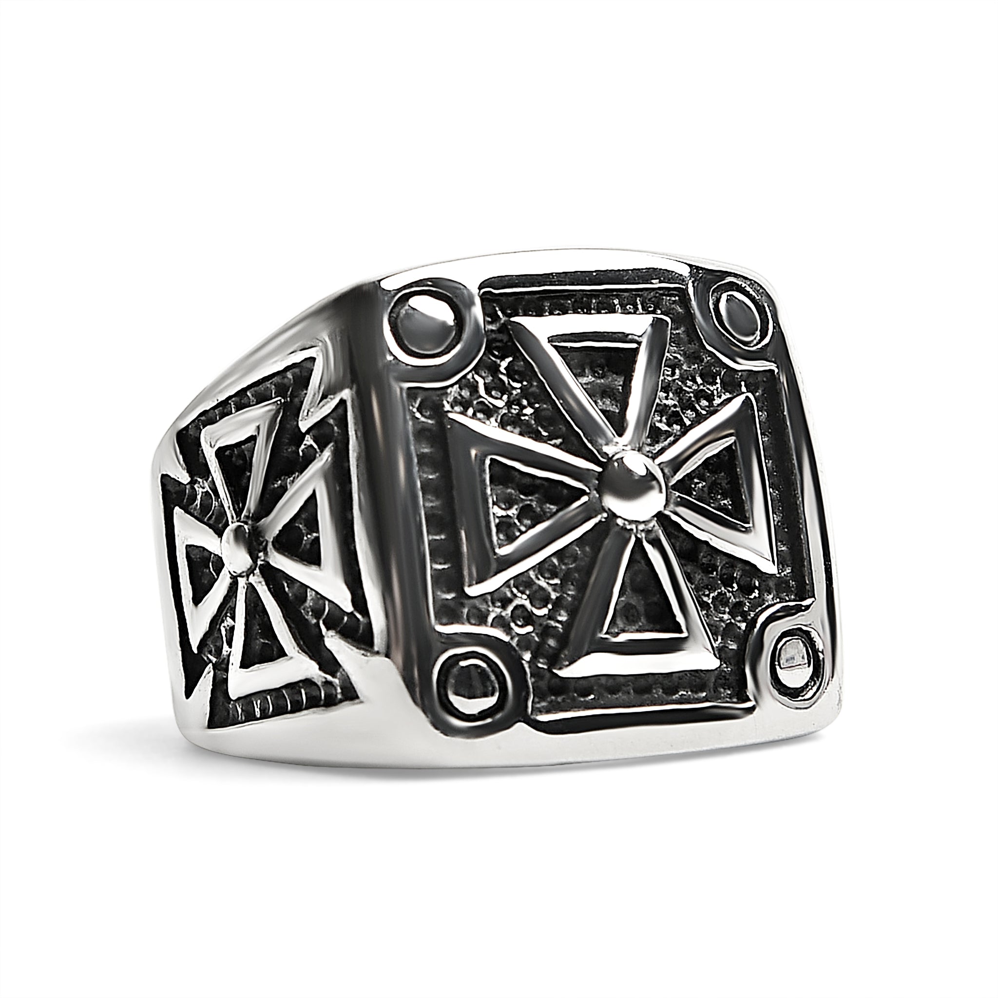 Stainless Steel Polished Maltese Cross Signet Ring / SCR1004、mySite、dreamappss