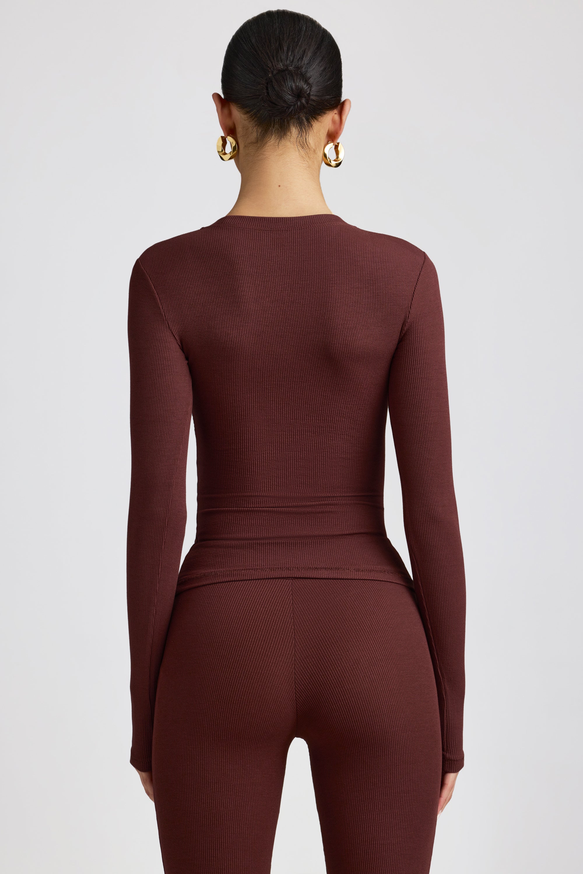 Ribbed Modal Crew Neck Top in Espresso、mySite、solidvoid