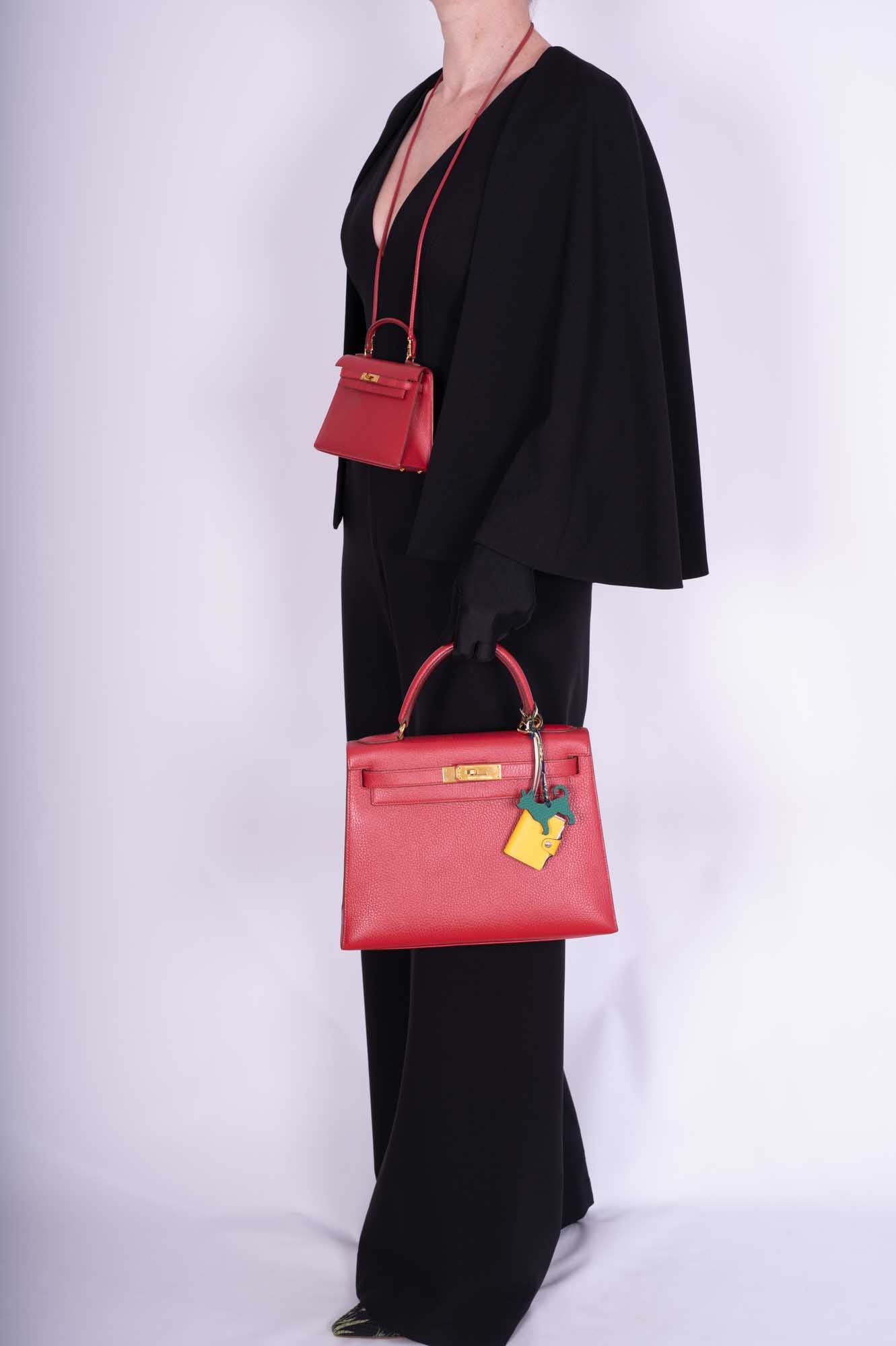 Vintage Hermès Kelly 15 Sellier Micro Rouge Vif Courchevel Gold Hardware、mySite、garminoutage.com