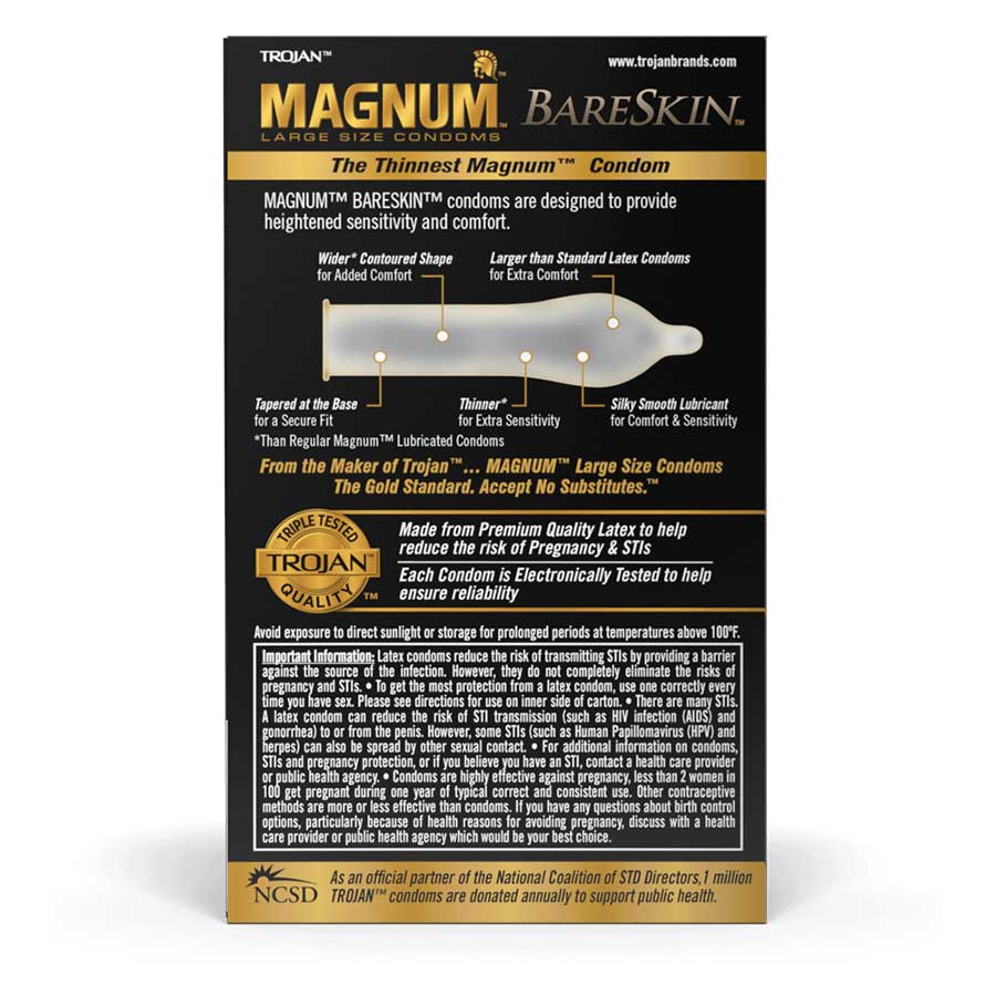 Trojan Magnum BareSkin Ultra Thin Latex Condoms 10 Pack、mySite、bottomscart