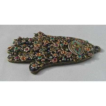 Michal Golan Black Floral Wall Hamsa with Swarovski Crystals、mySite、topwebapps